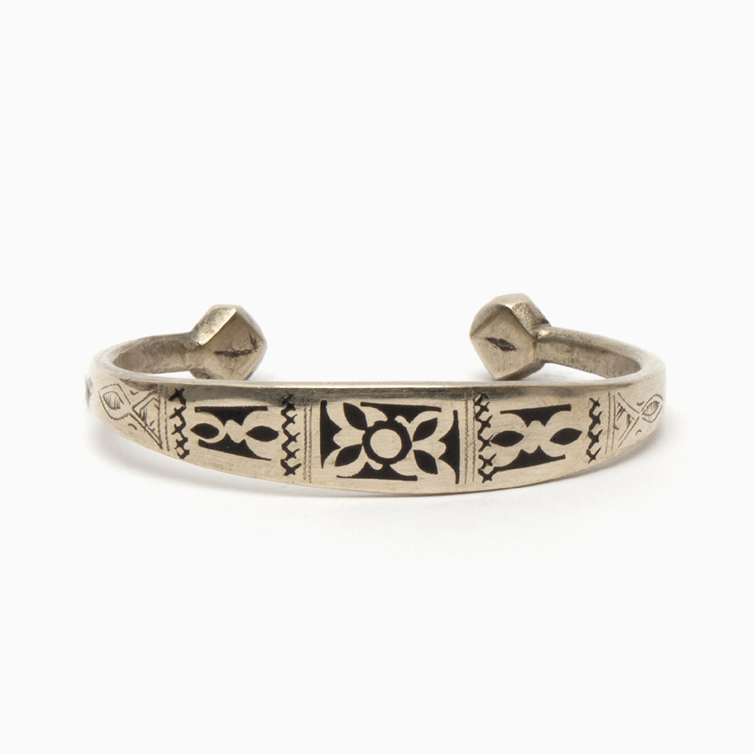Silver Cuff with Inlay Motif