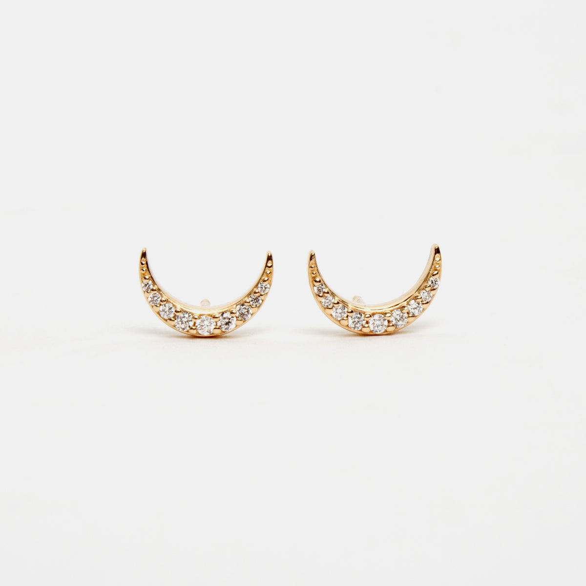 Diamond Crescent Moon Stud Earrings