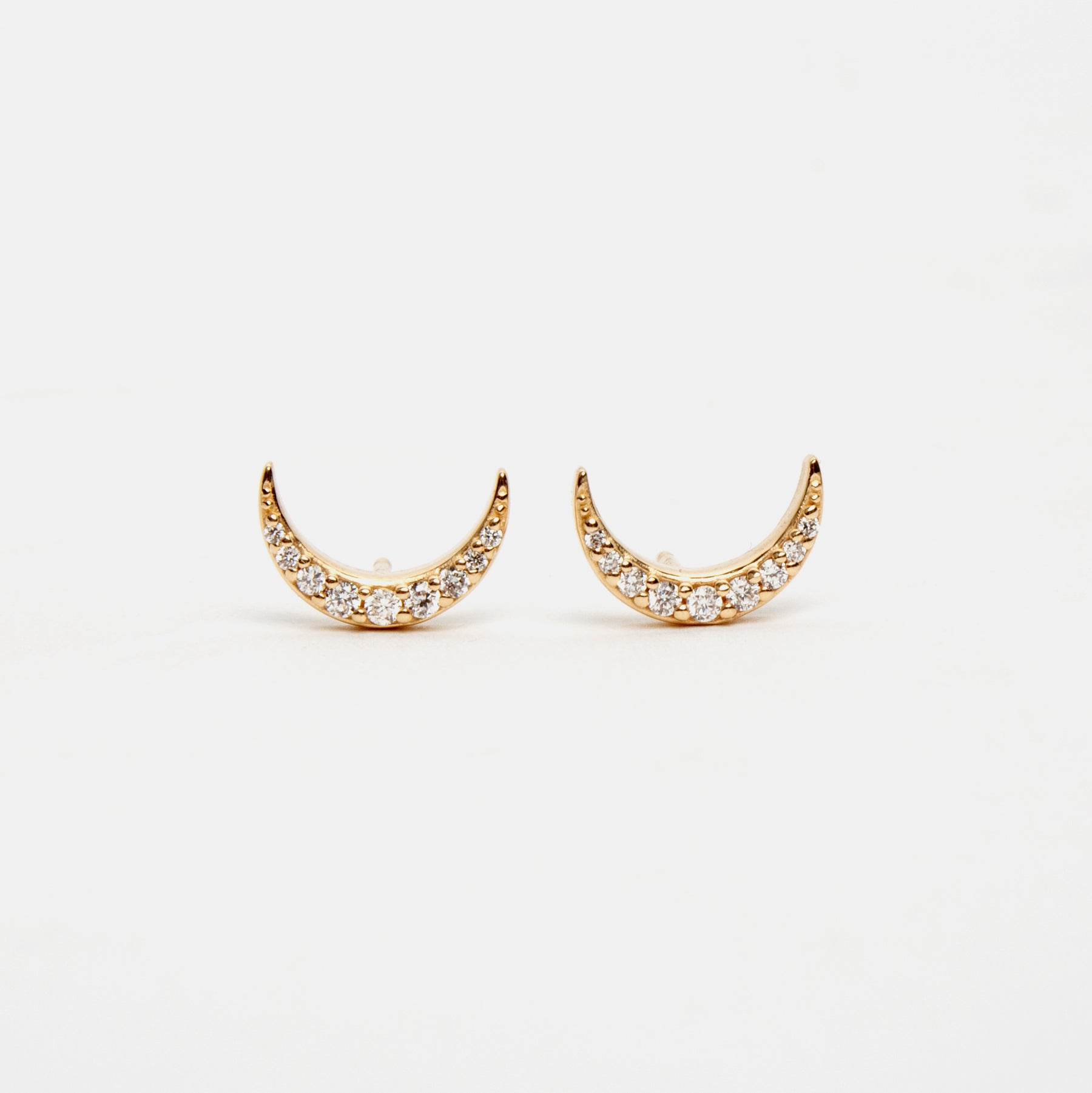 Diamond Crescent Moon Stud Earrings
