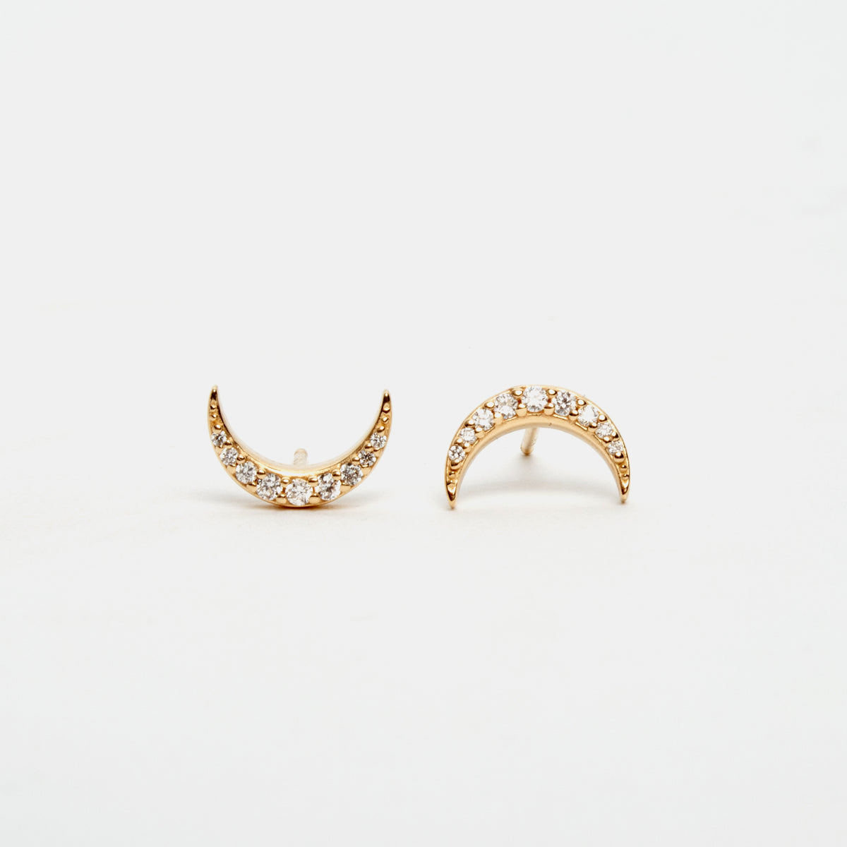 Diamond Crescent Moon Stud Earrings