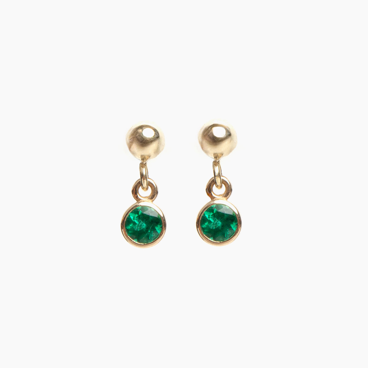 Emerald Dangle Stud Earrings