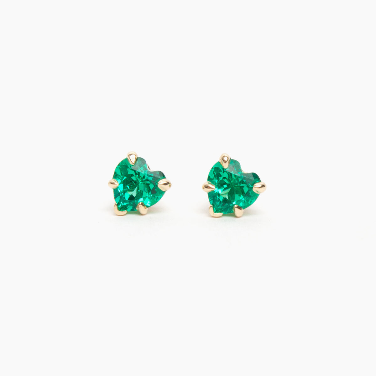 Emerald Heart Stud Earrings