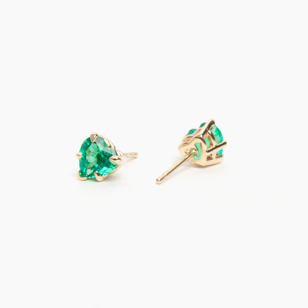 Emerald Heart Stud Earrings