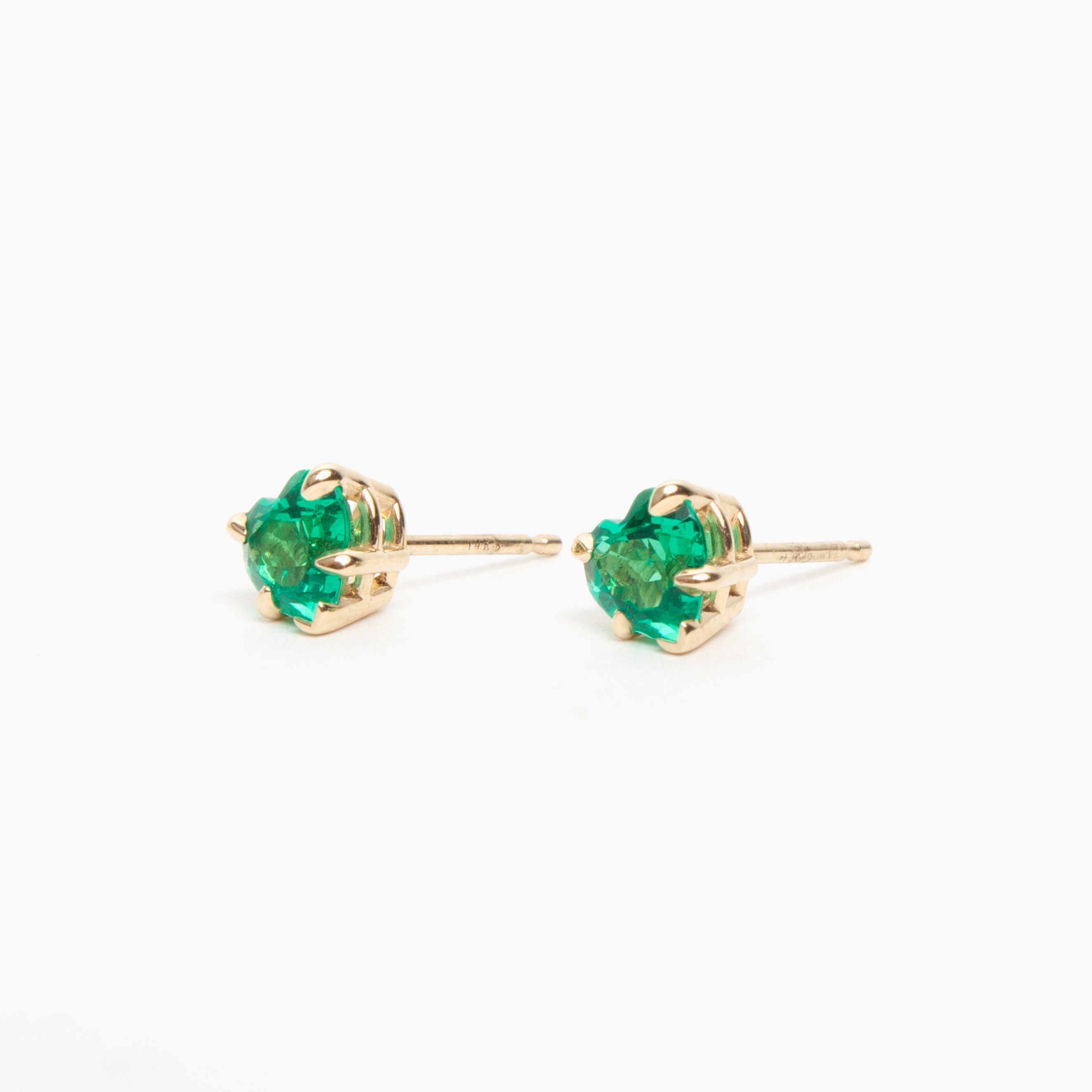 Emerald Heart Stud Earrings