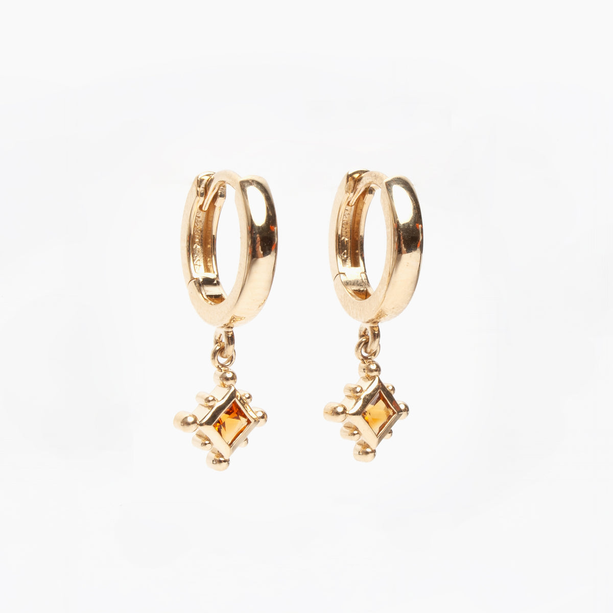 Citrine Hinged Hoop Earrings