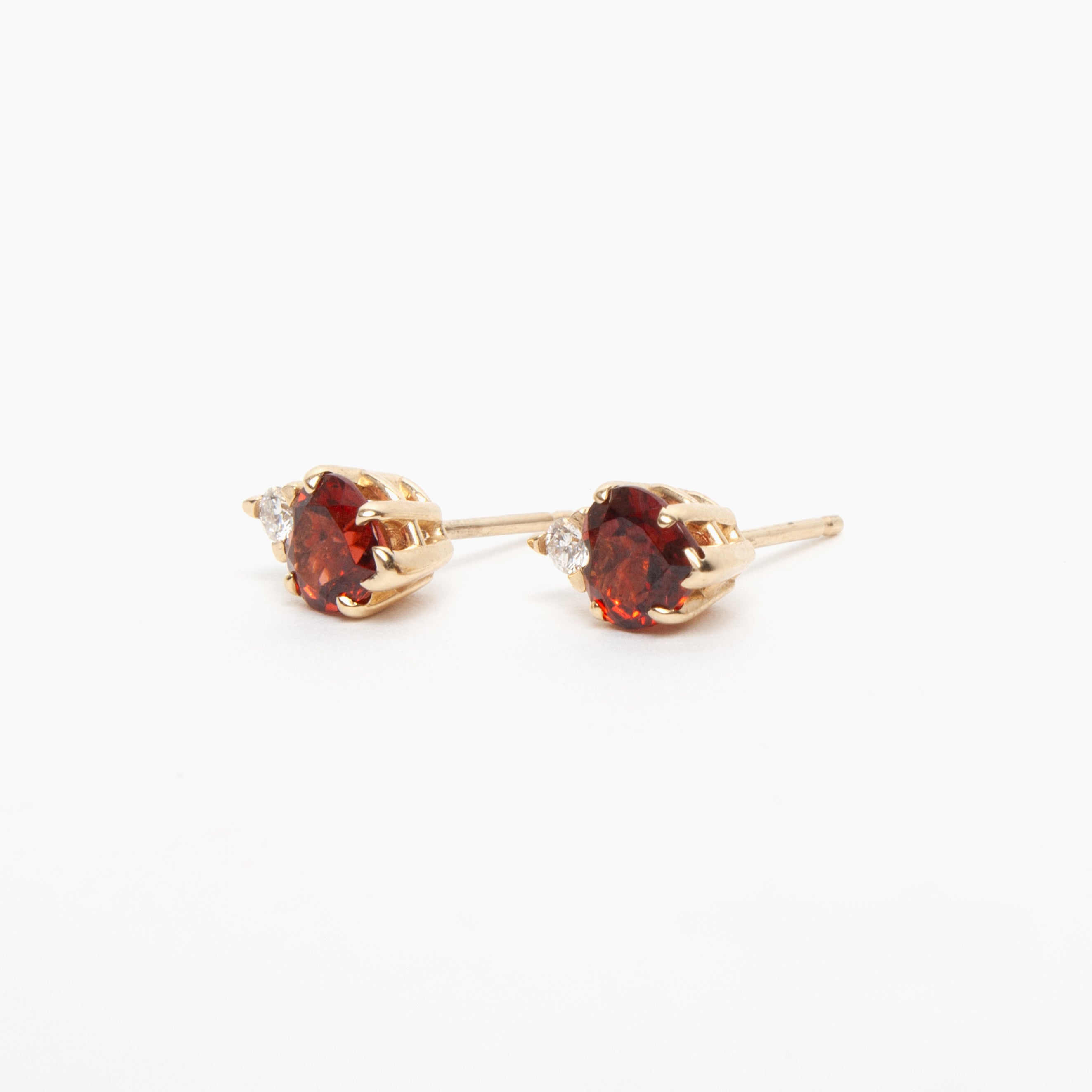 Diamond and Mozambique Garnet Stud Earrings