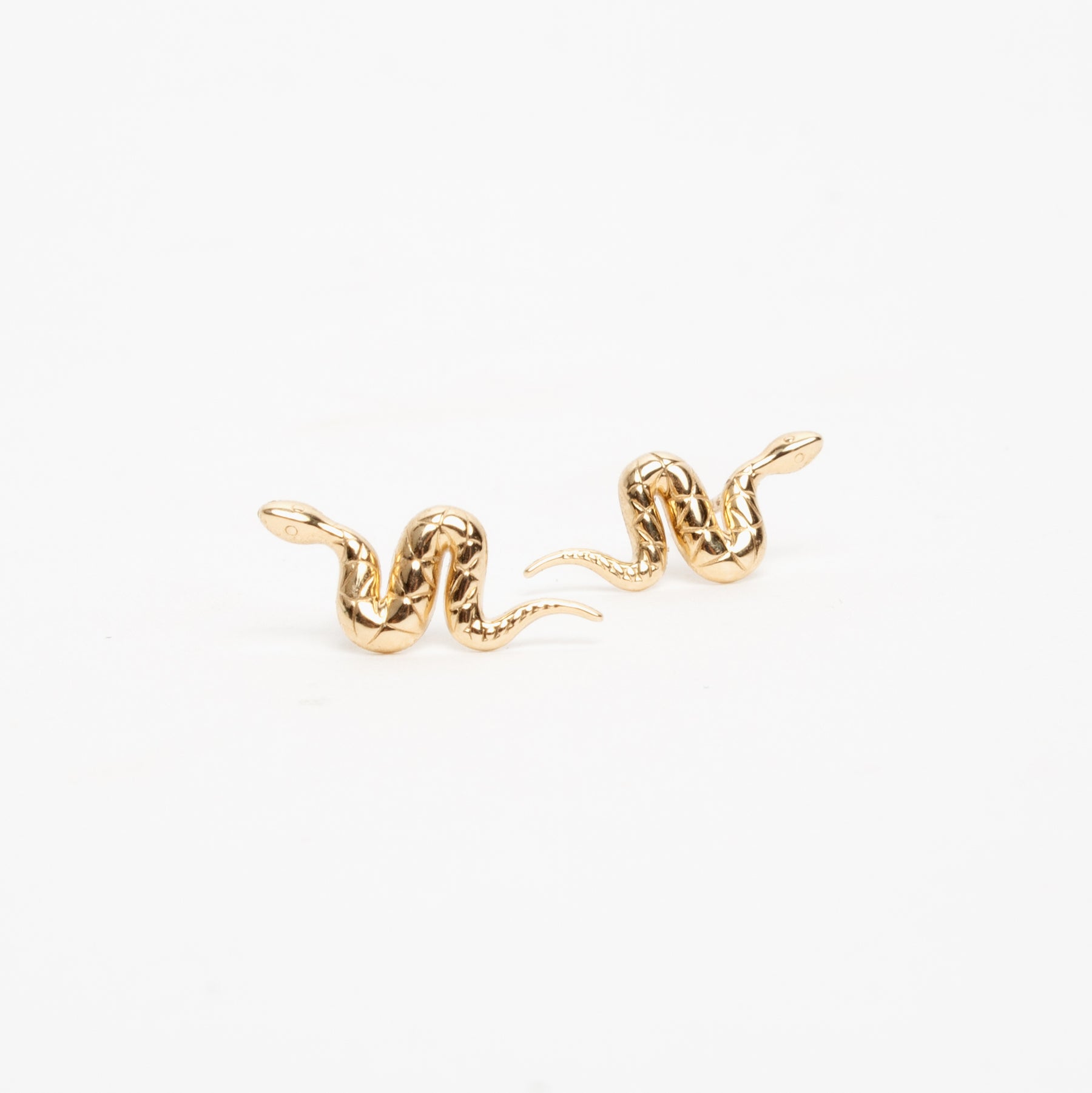 14K Yellow Gold Snake Stud Earrings