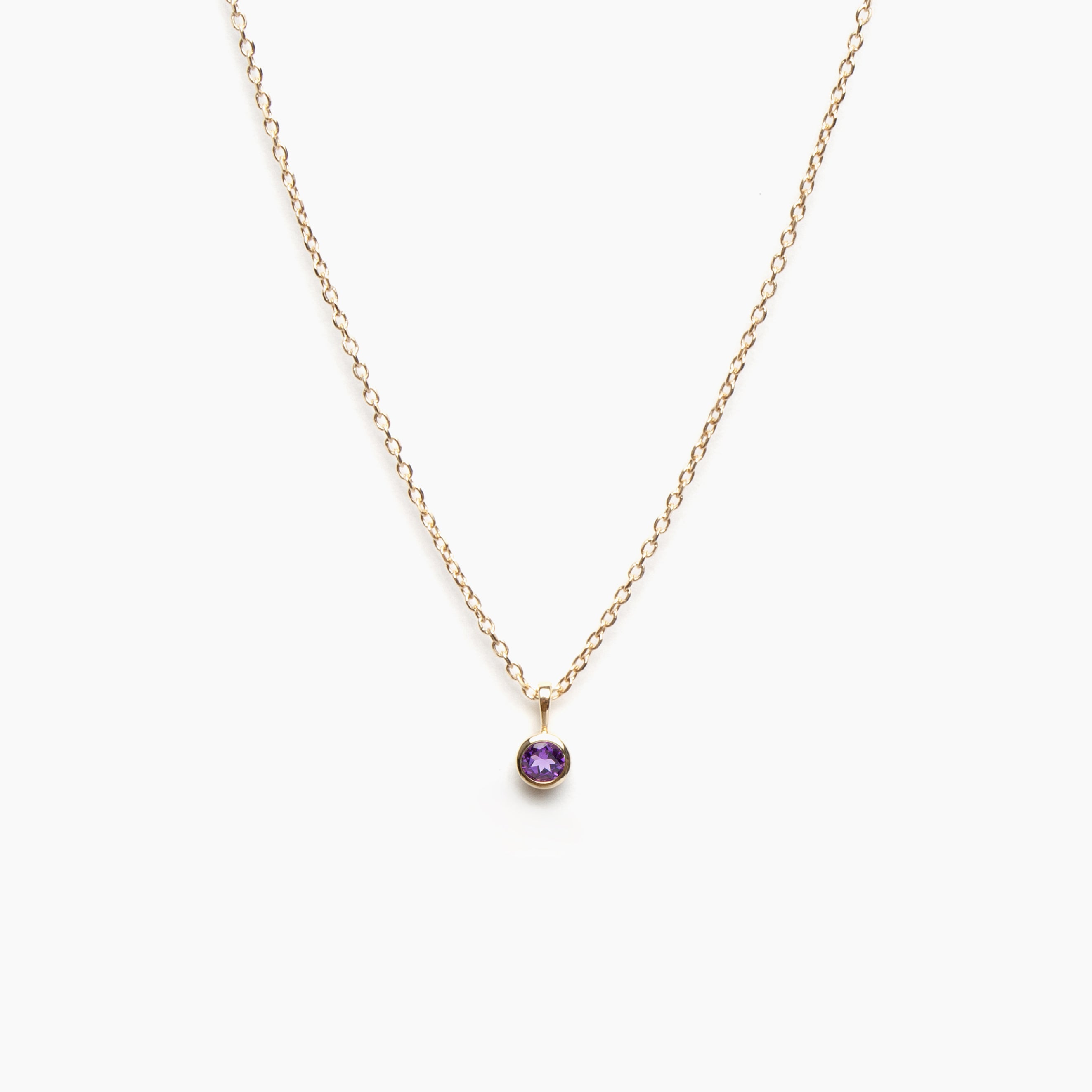Faceted Birthstone Bezel Necklace