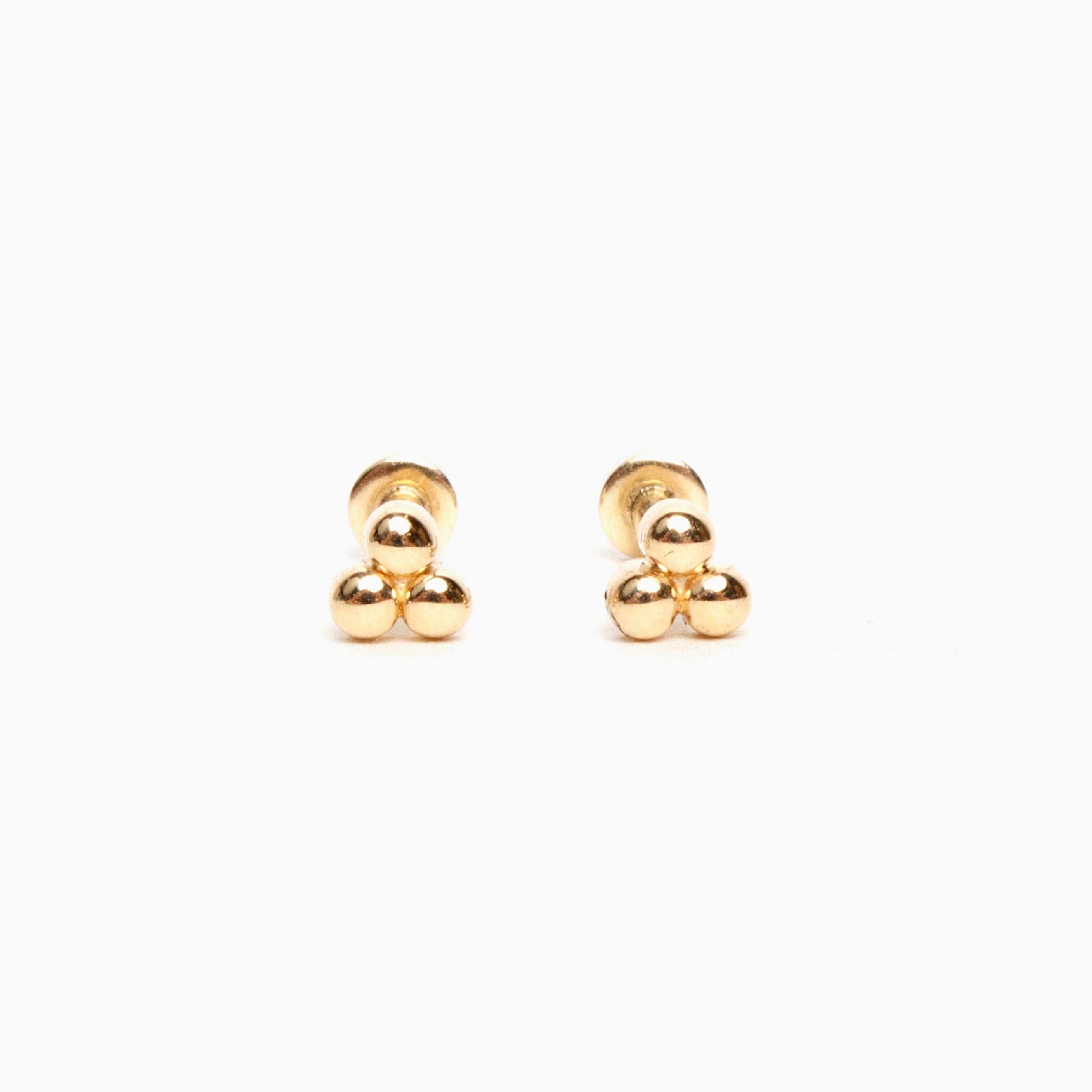 3 Bead Cluster Flat Back Stud Earrings
