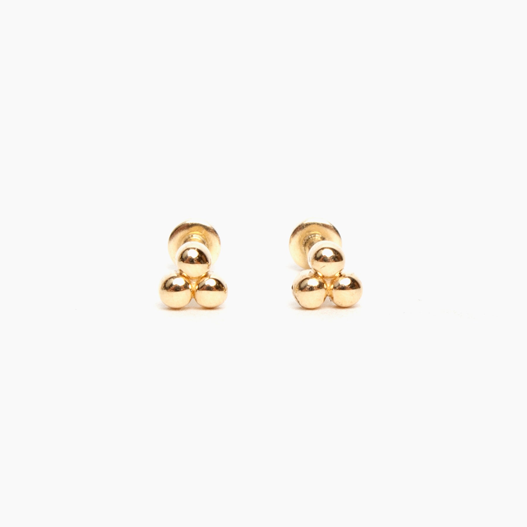 3 Bead Cluster Flat Back Stud Earrings