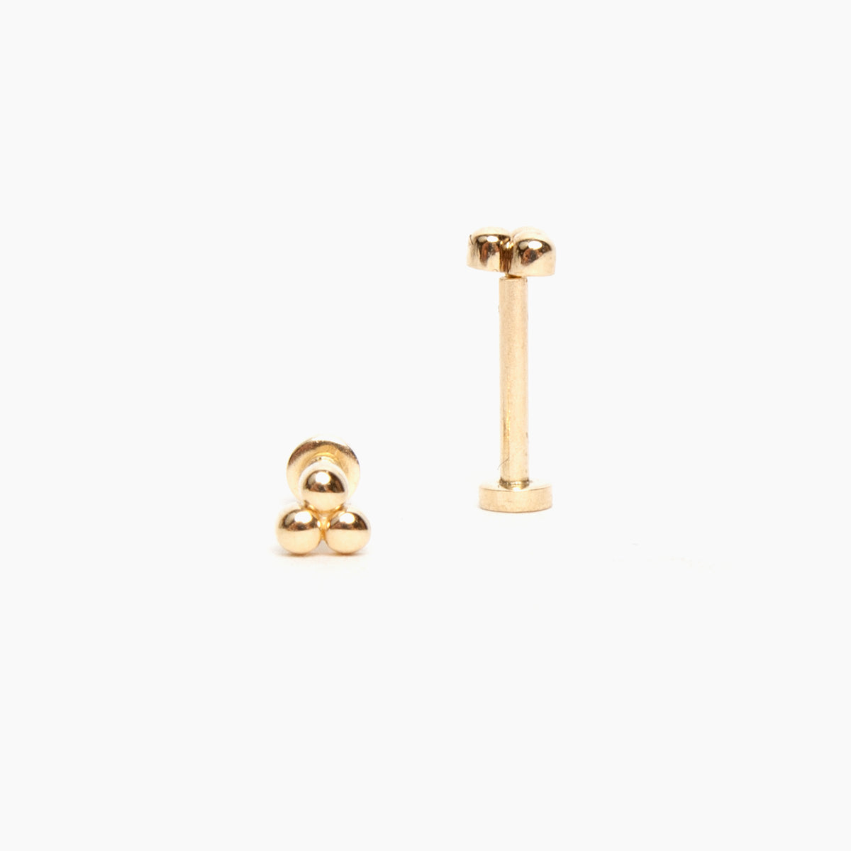 3 Bead Cluster Flat Back Stud Earrings
