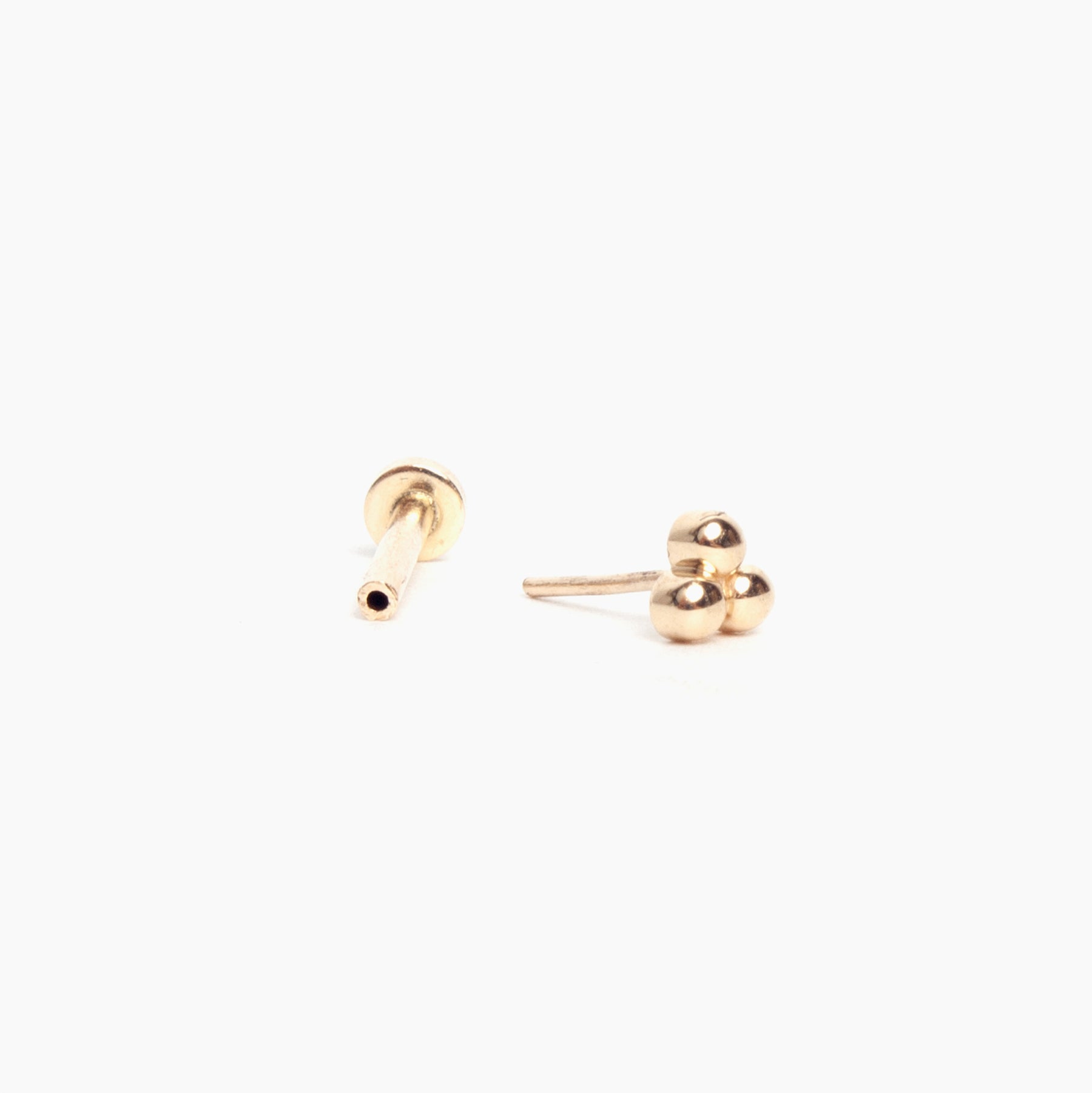 3 Bead Cluster Flat Back Stud Earrings