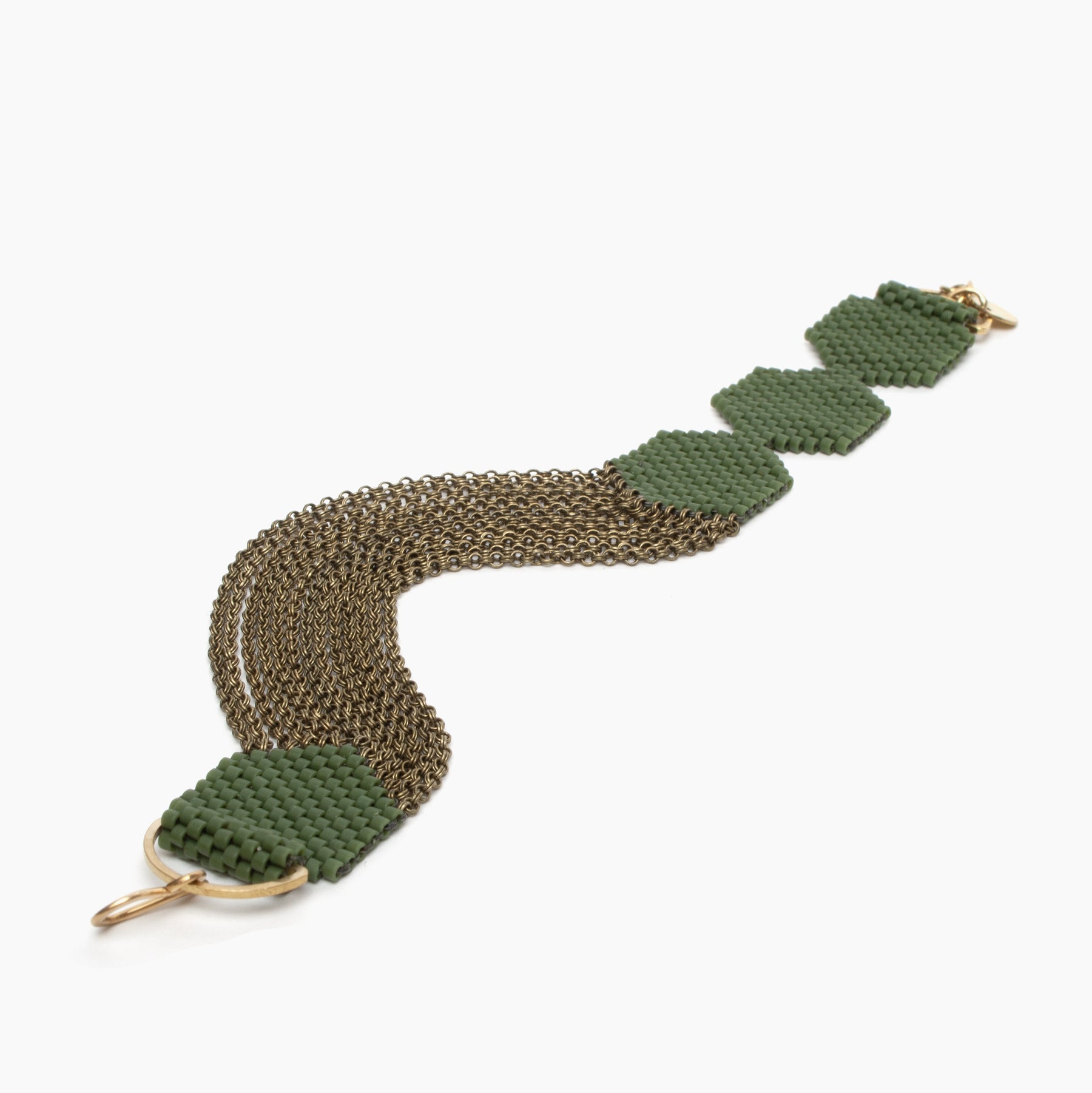 Row Bracelet in Moss Green