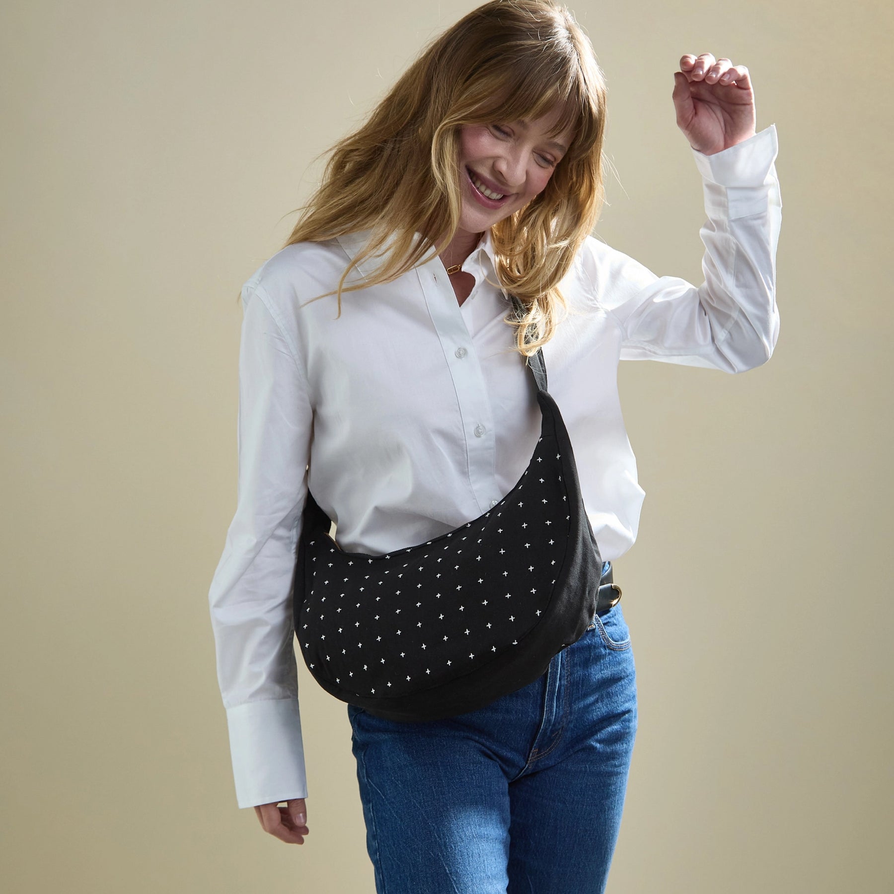 Cross-Stitch Crescent Bag