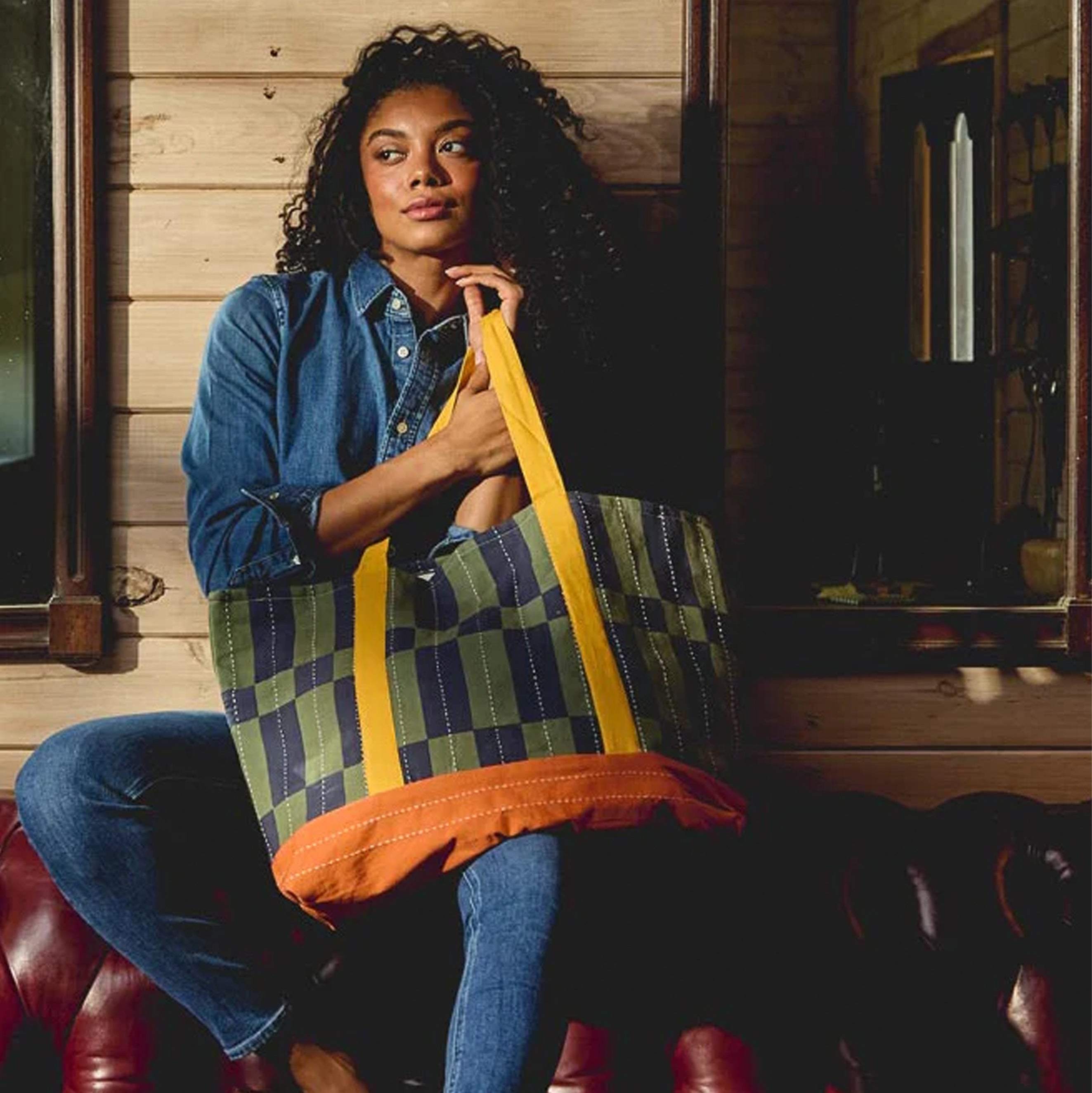 Tile Canvas Tote Bag - Navy