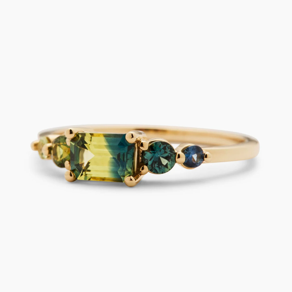 Uma Ring with Round Gradient Sapphires - Size 6
