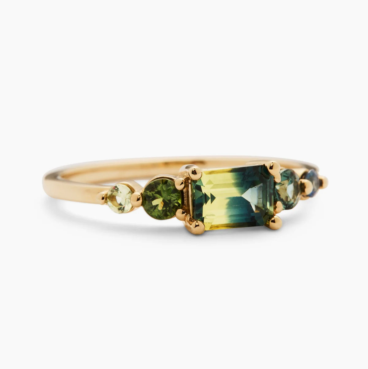 Uma Ring with Round Gradient Sapphires - Size 6