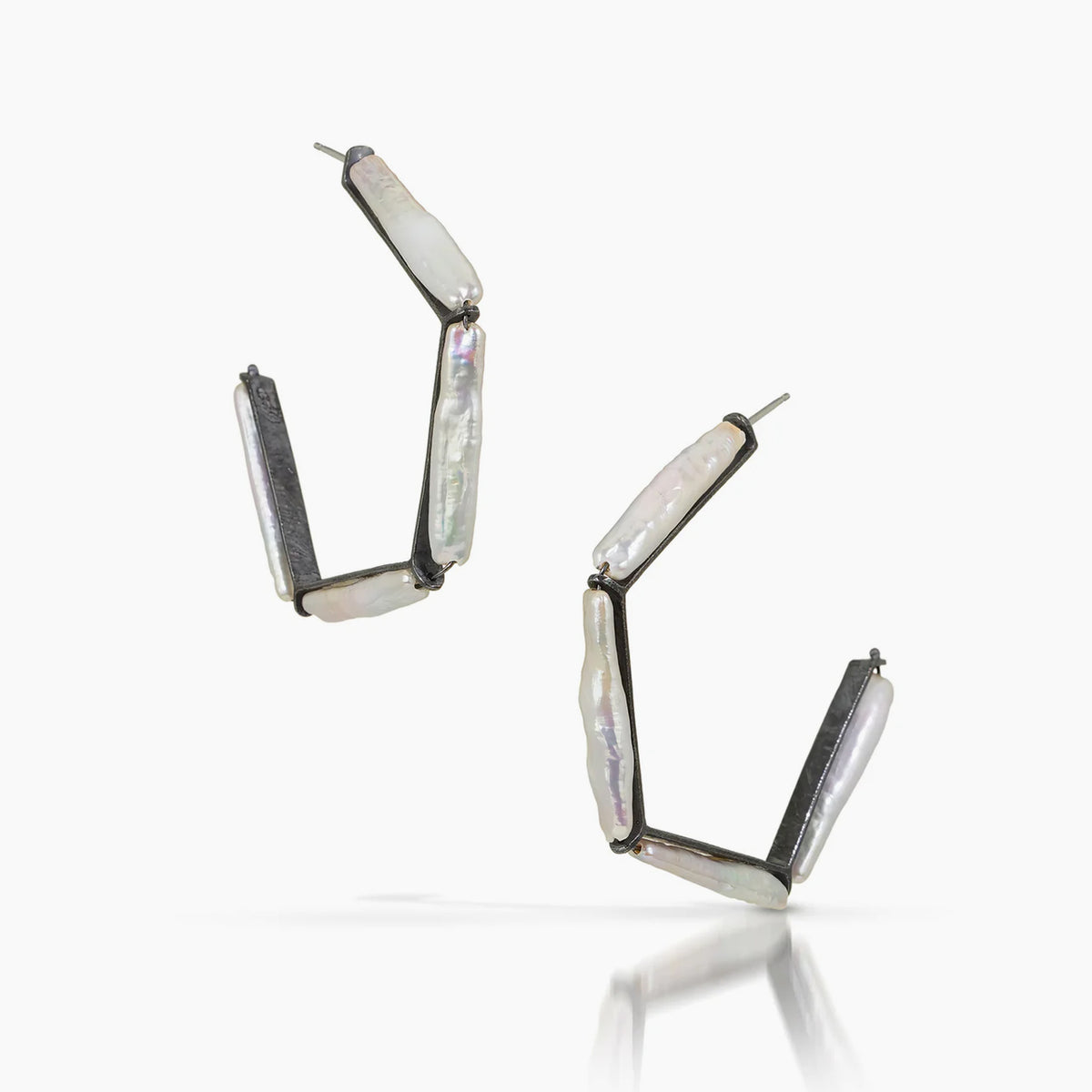 Carved Angled Hoop Earrings