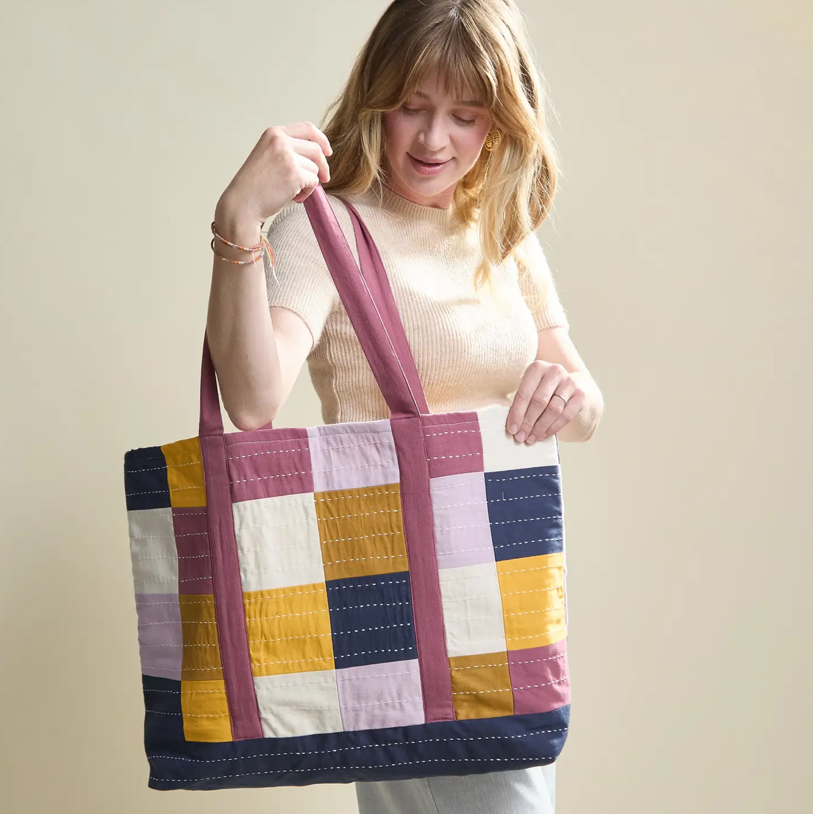 Checkered Canvas Tote Bag