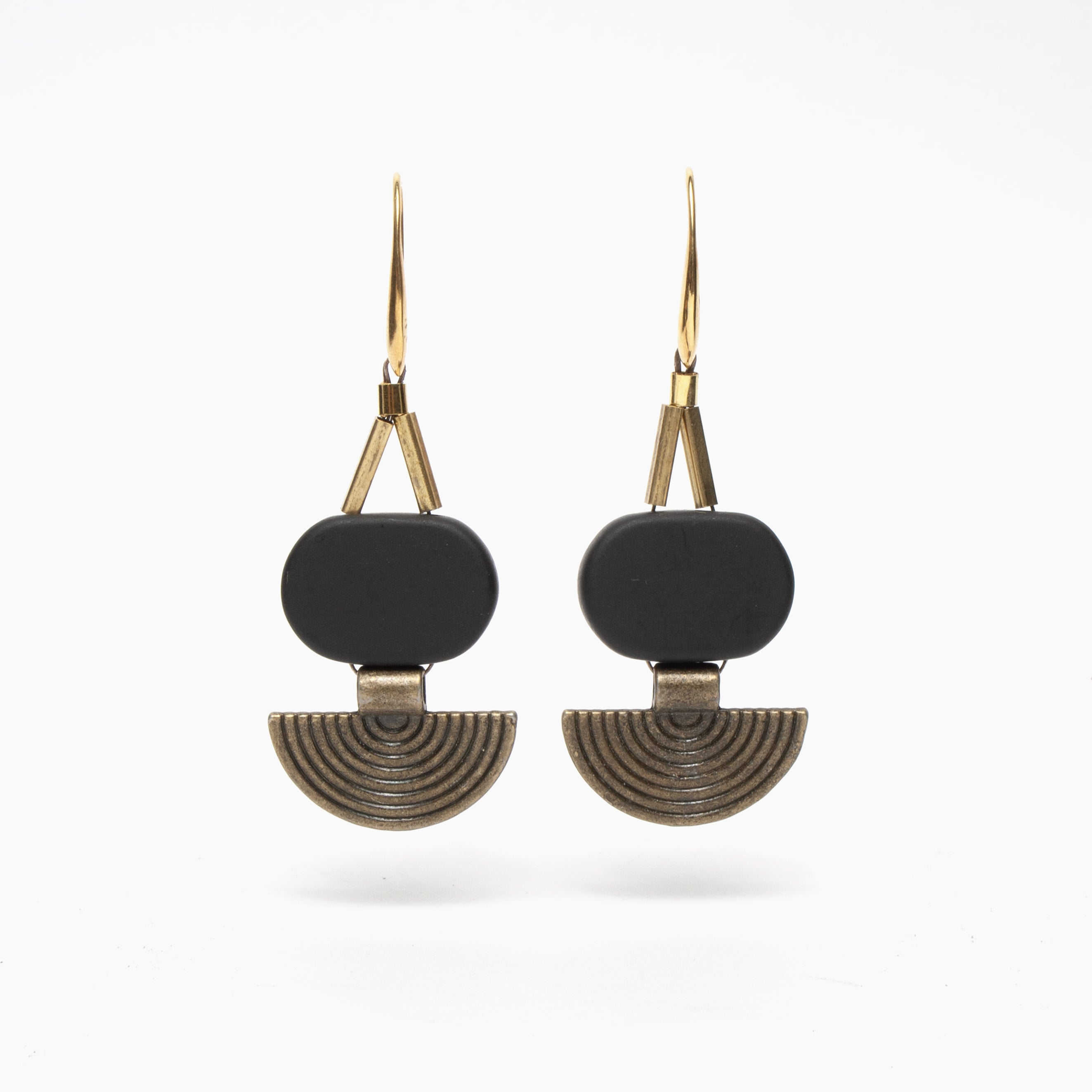 Black Agate Geometric Earrings