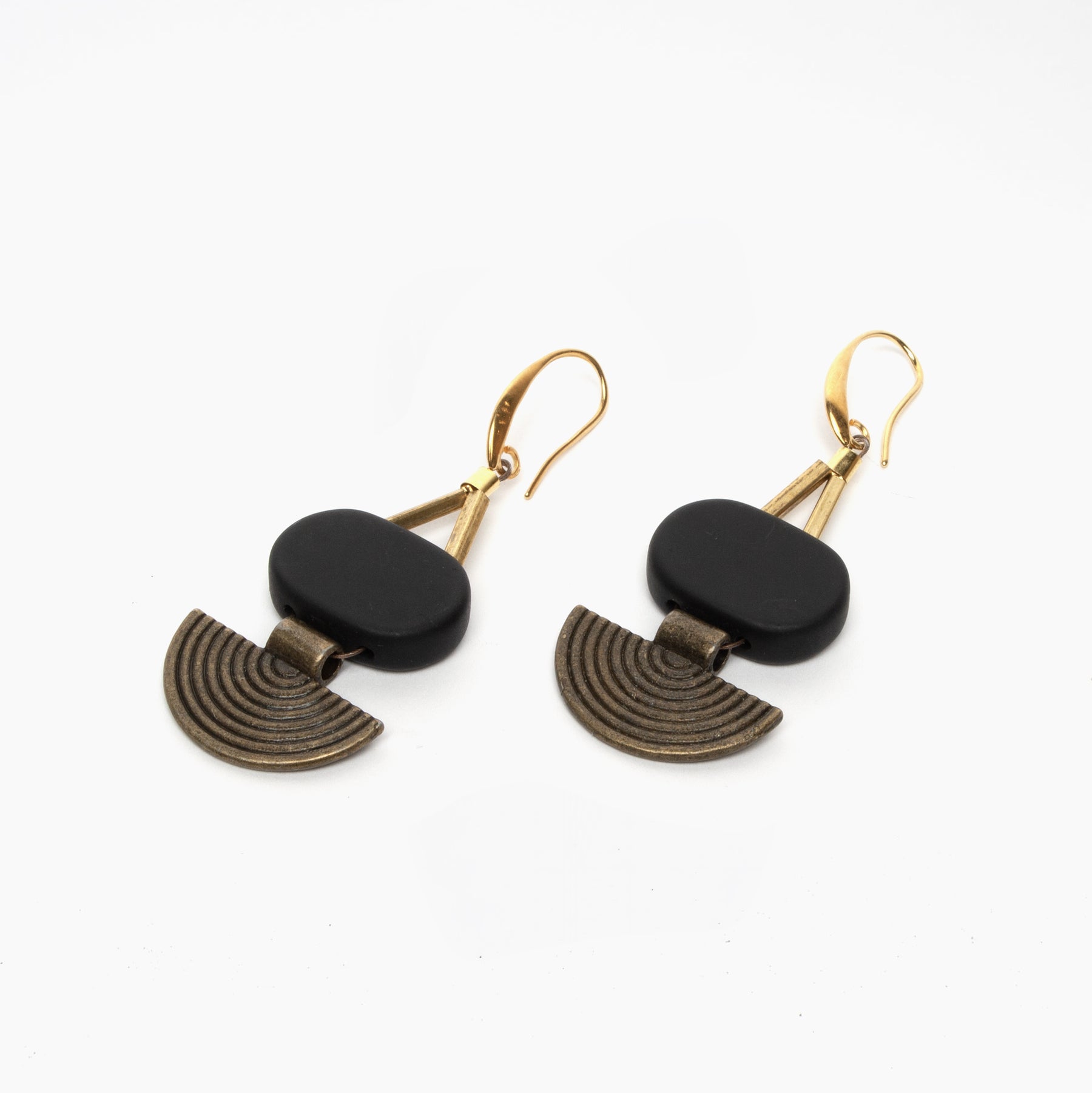 Black Agate Geometric Earrings