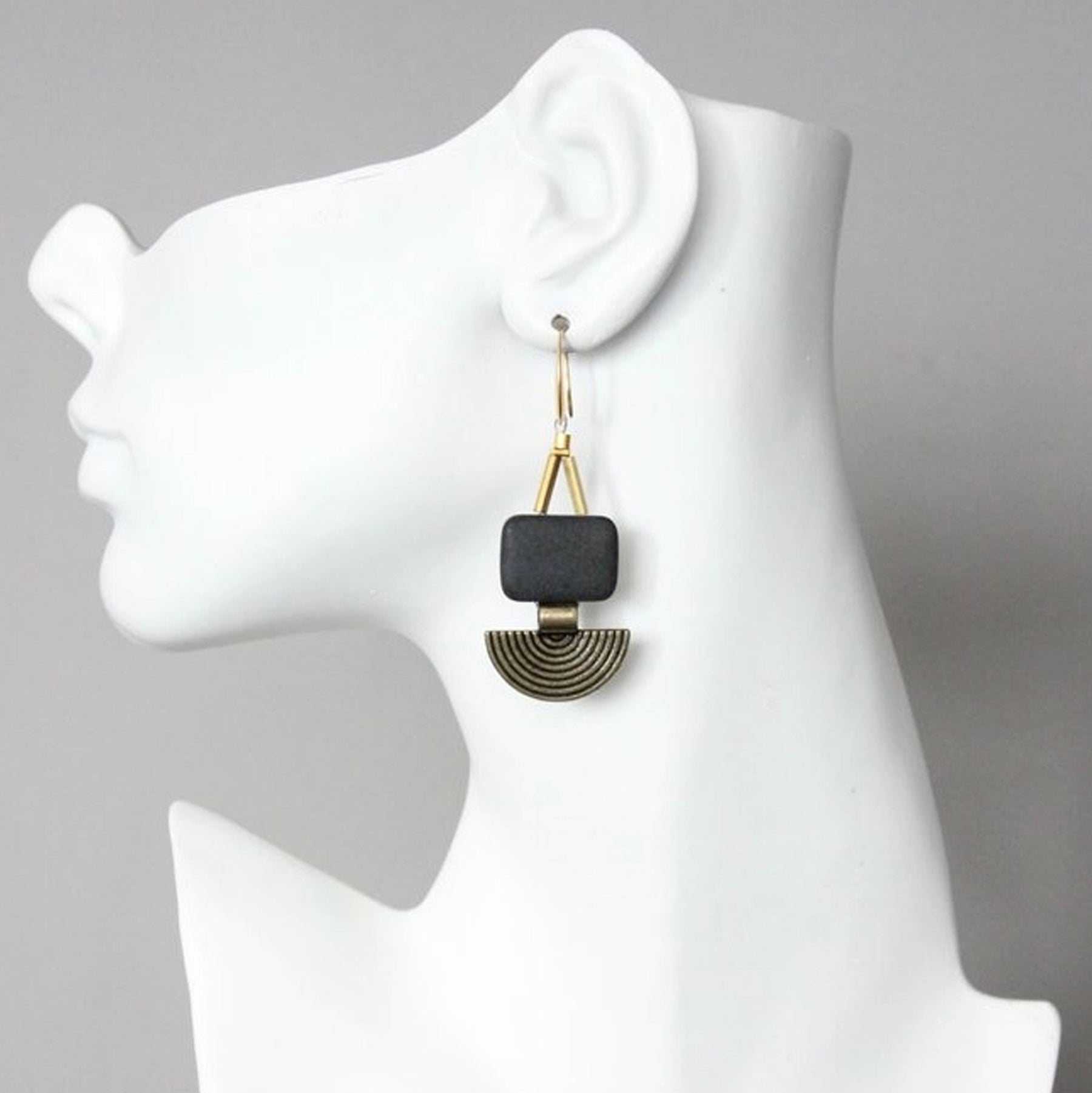 Black Agate Geometric Earrings