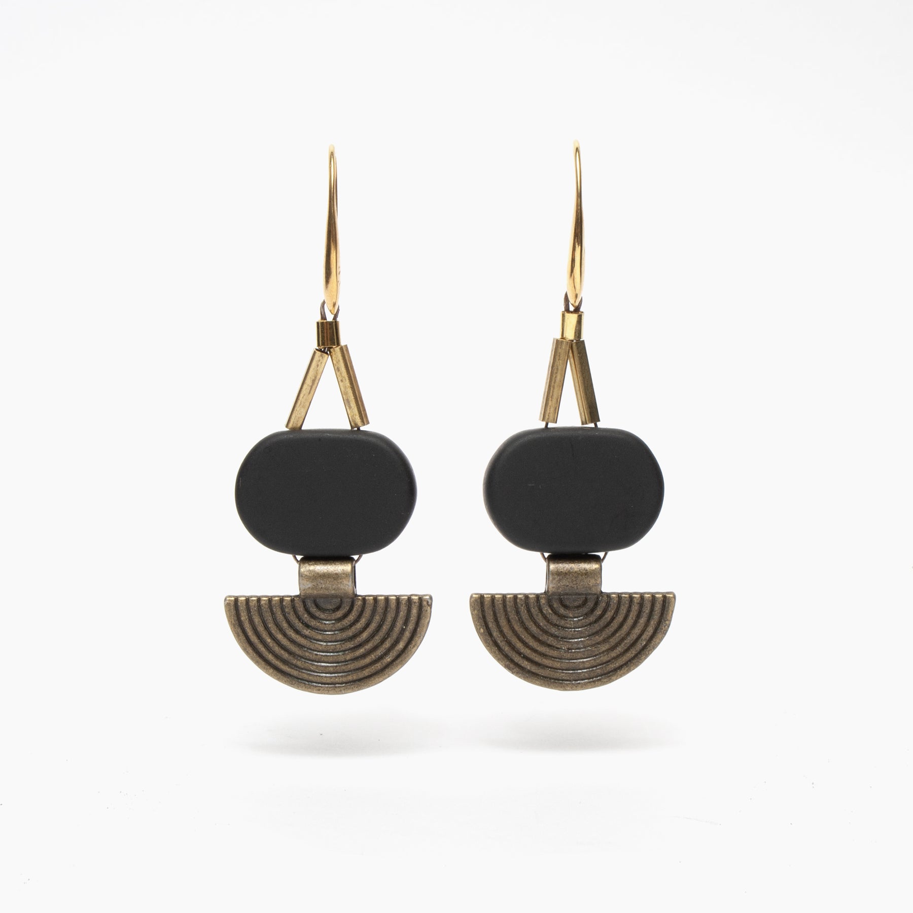 Black Agate Geometric Earrings