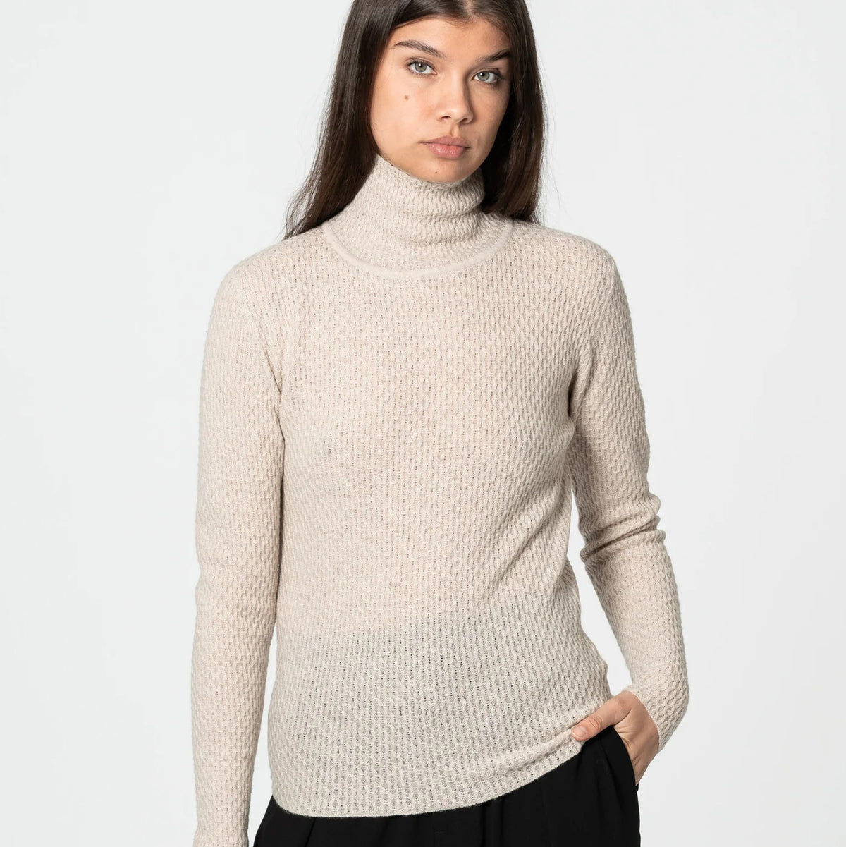 Merino Lace Turtleneck