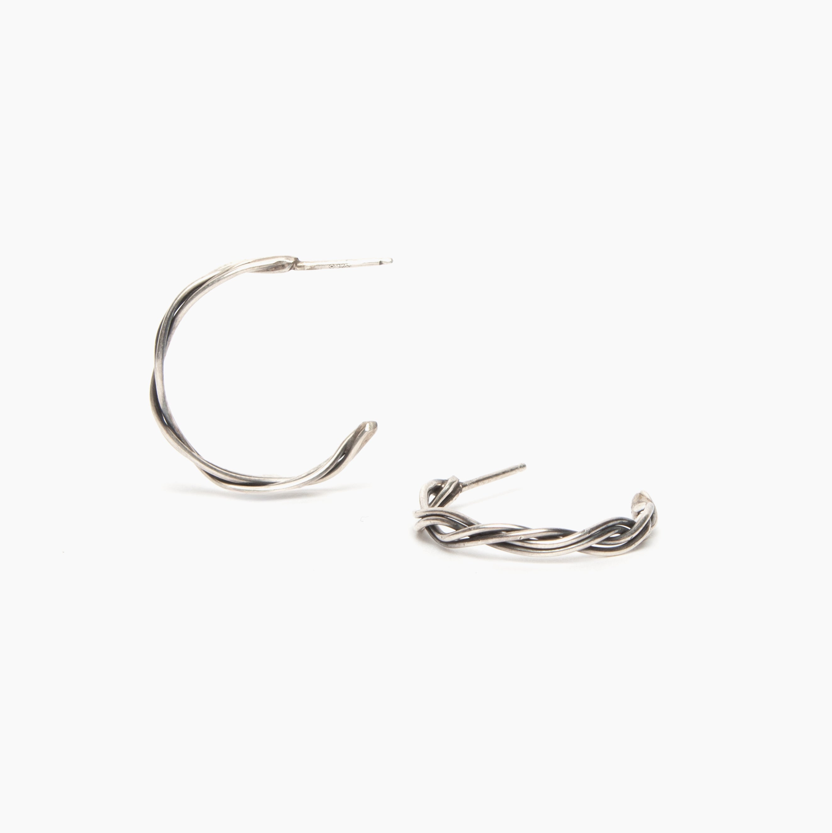Four Strand Braided Sterling Silver Hoop Earrings