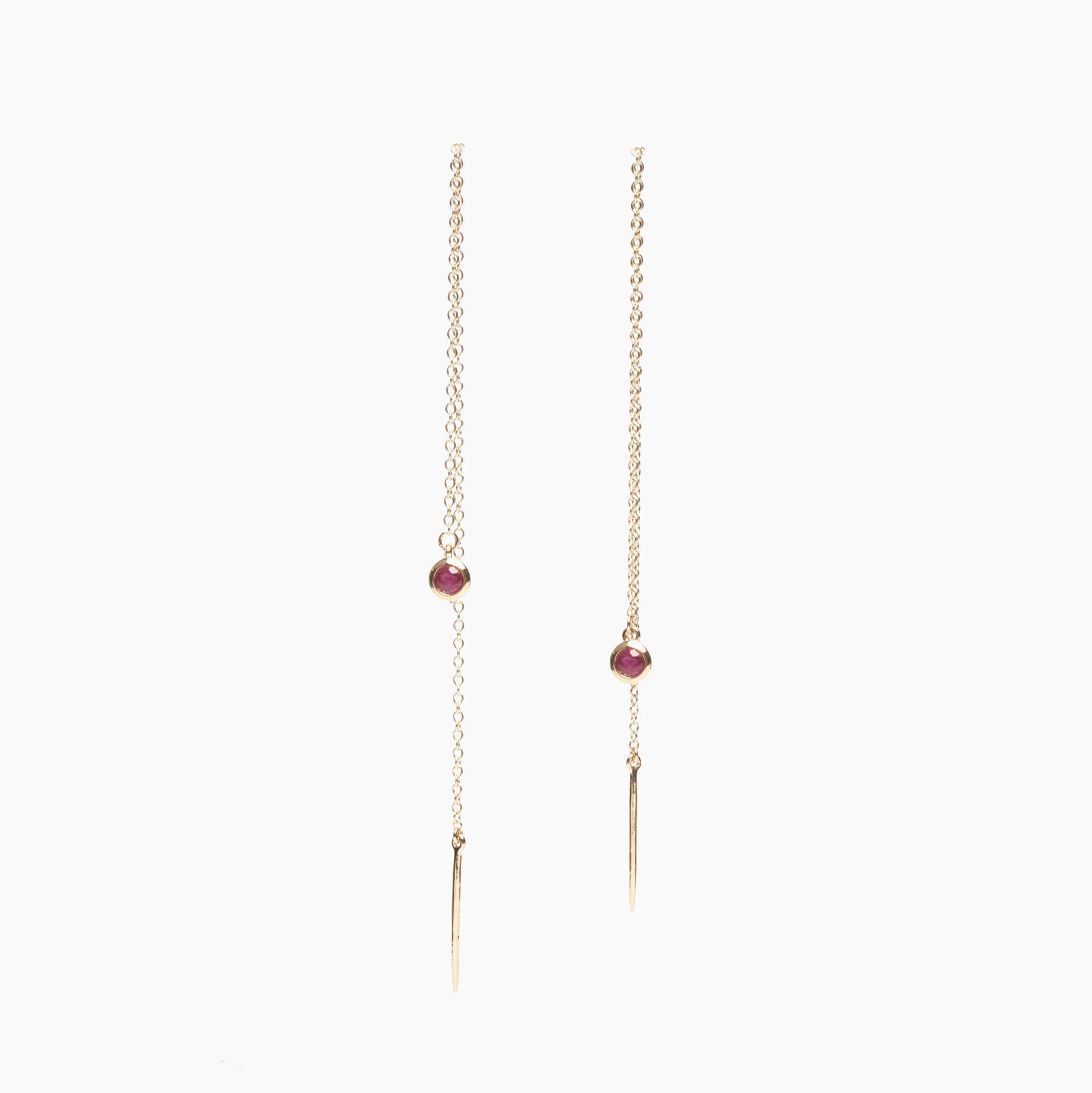 Gemstone Chain Threader Earrings