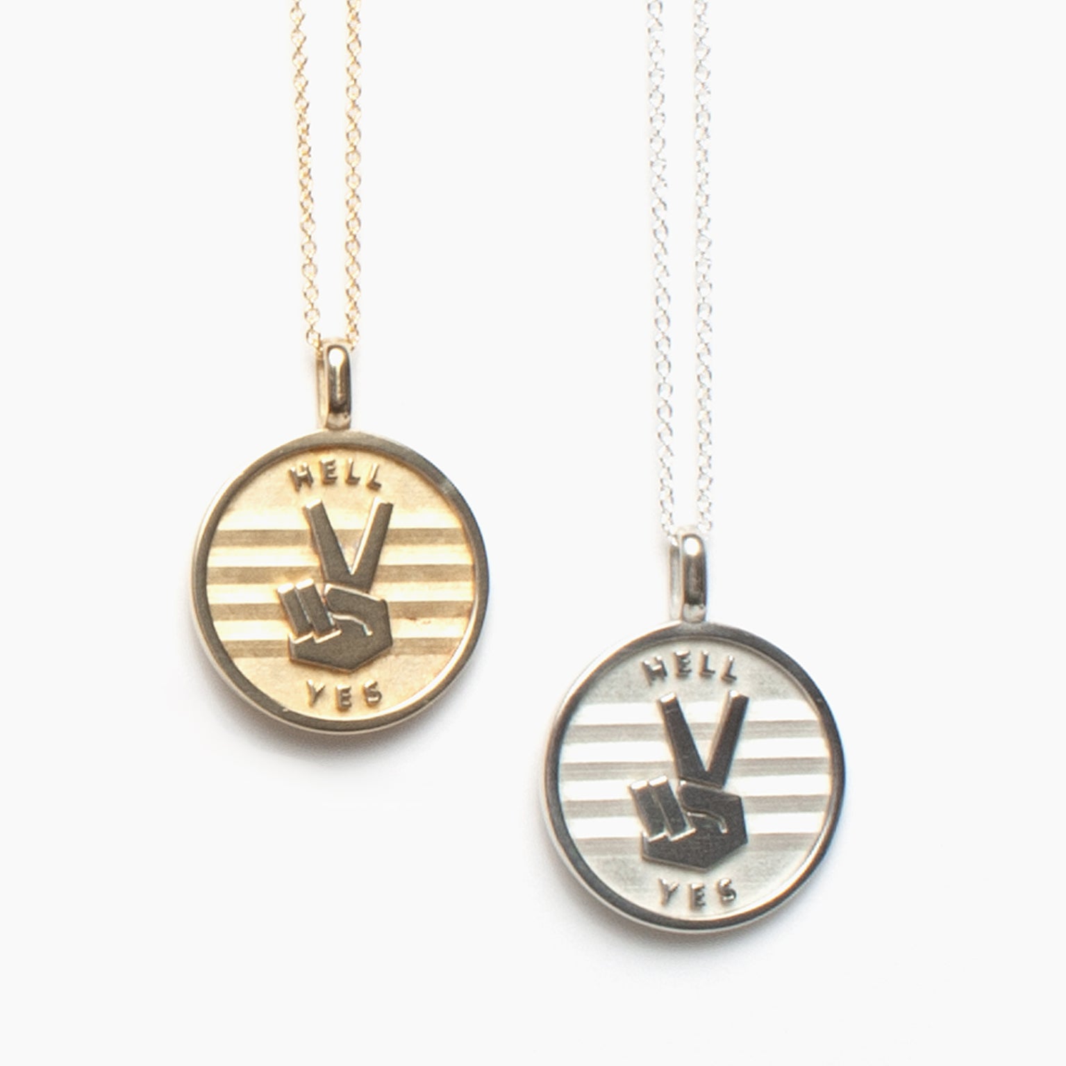 Peace + Hell Yes medallion (chain optional)