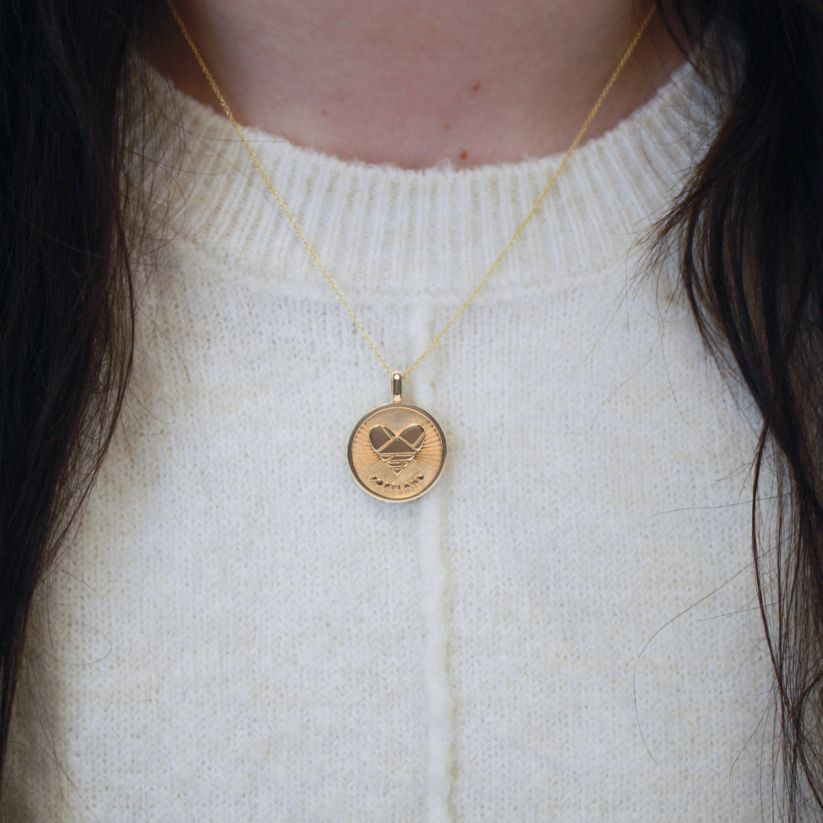 14k Gold Heart + Portland medallion (chain optional) - presale
