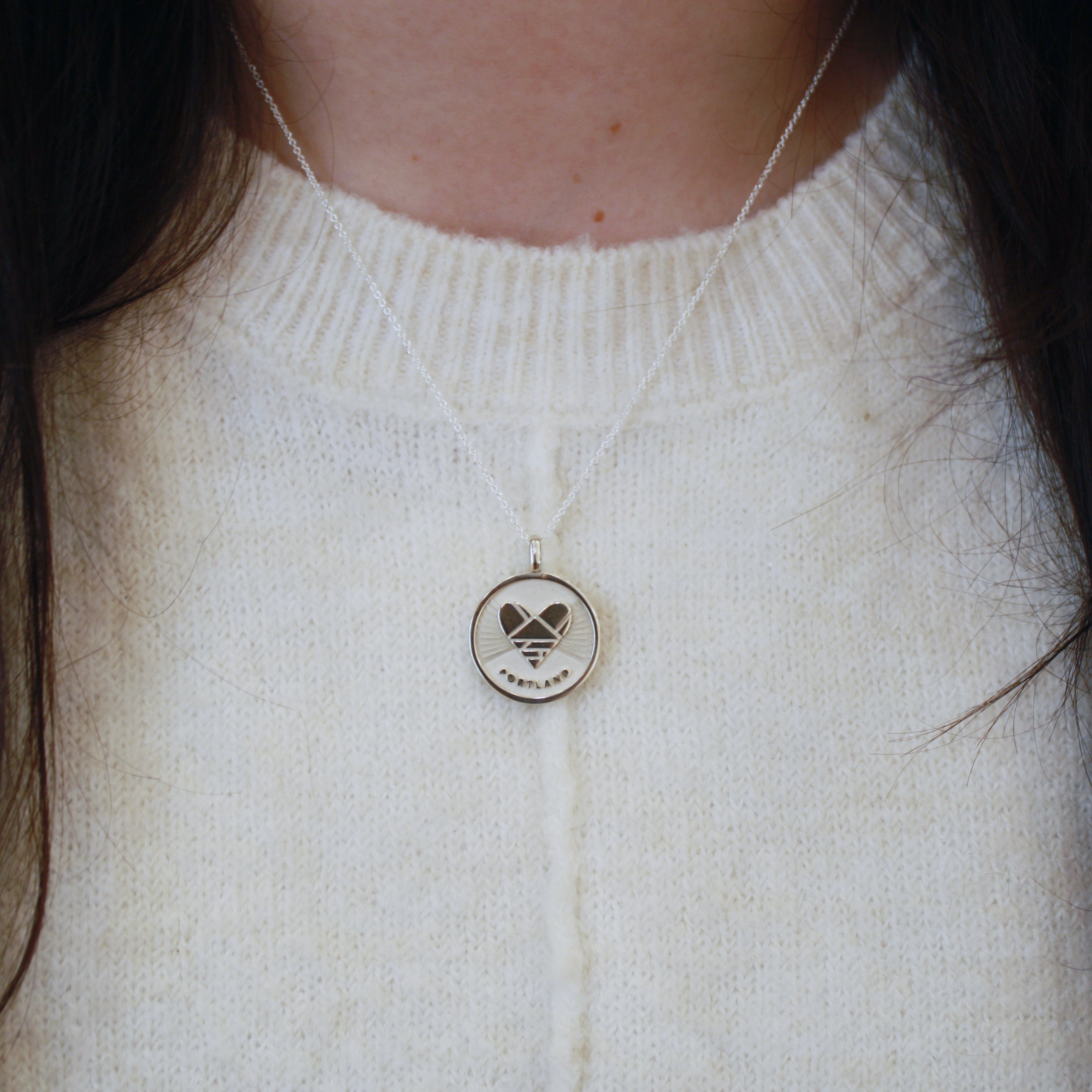 Heart + Portland medallion (chain optional)