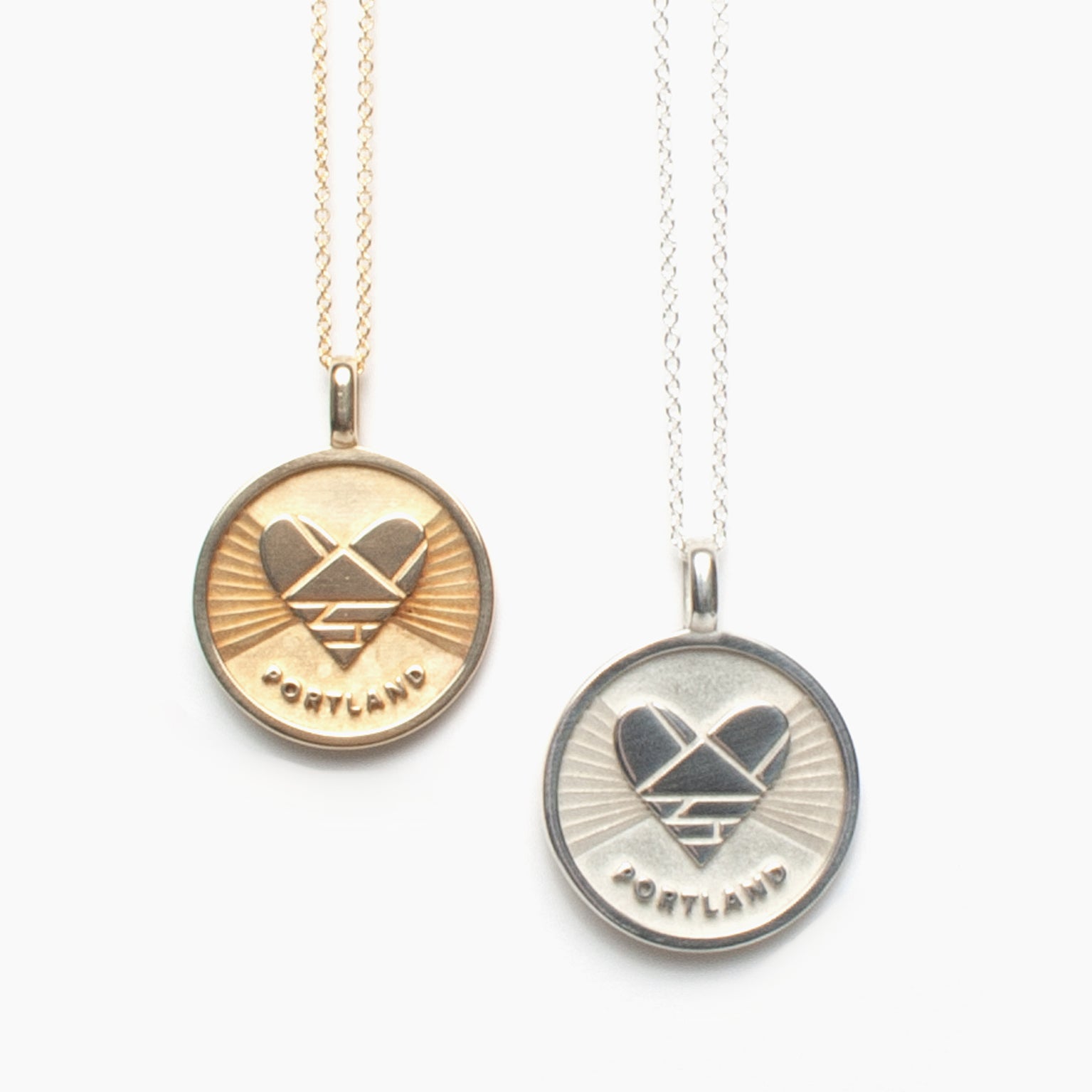 Heart + Portland medallion (chain optional)
