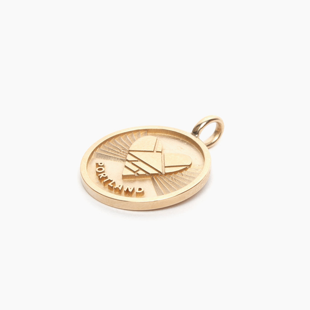 14k Gold Heart + Portland medallion (chain optional)