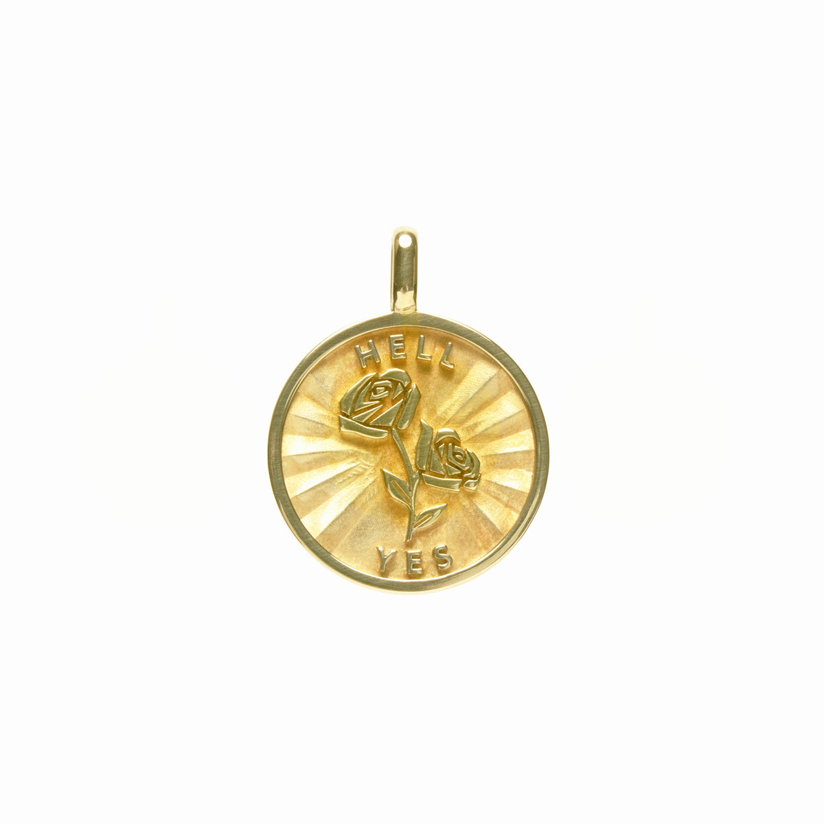 14k Gold Rose + Hell Yes medallion (chain optional)