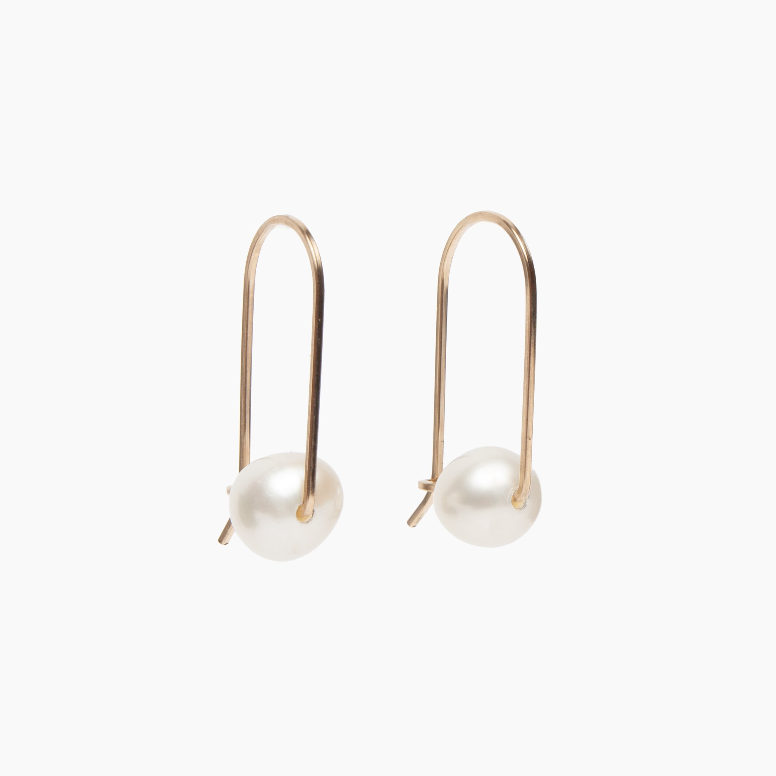 Short Bar Pearl Hoop Earrings