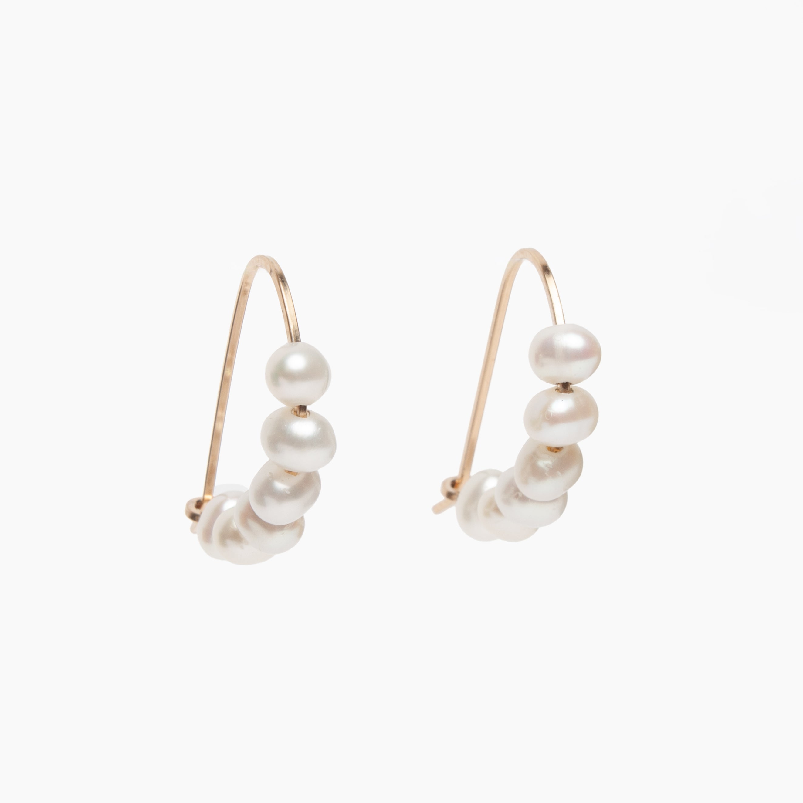 Small Pearl Curved Hoop Earrings