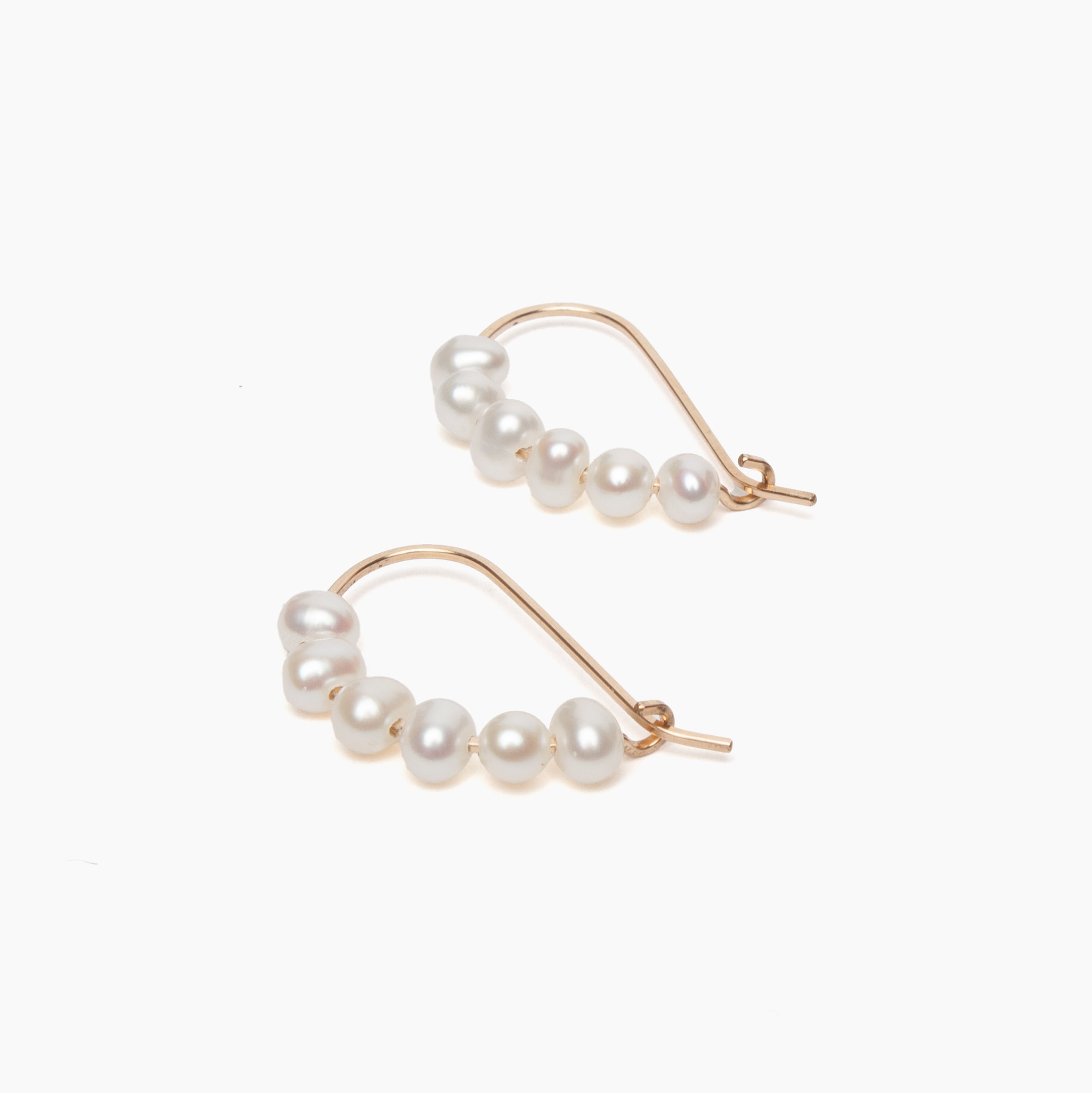 Small Pearl Curved Hoop Earrings