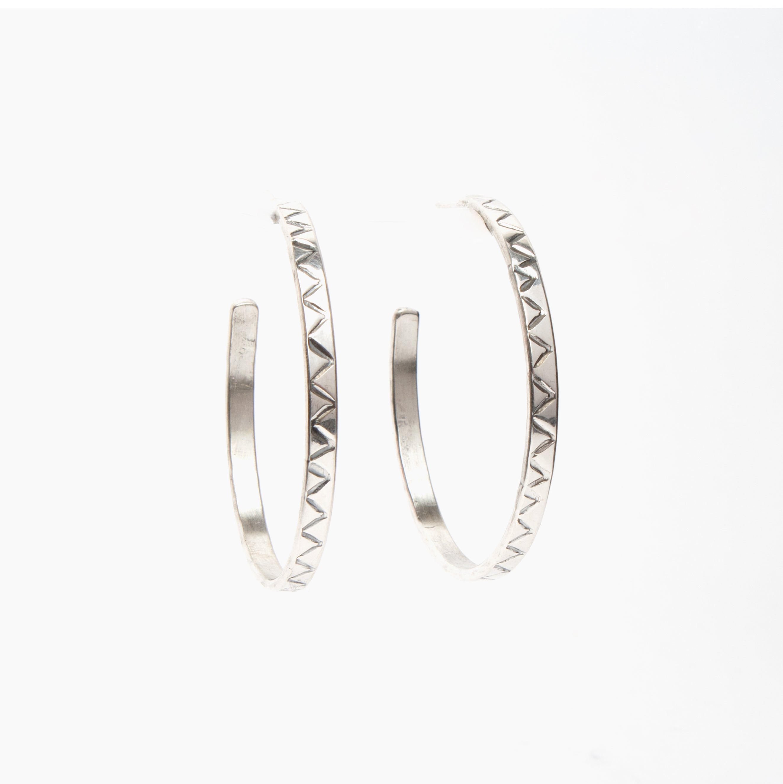 Large Stamped Sterling Silver Hoop