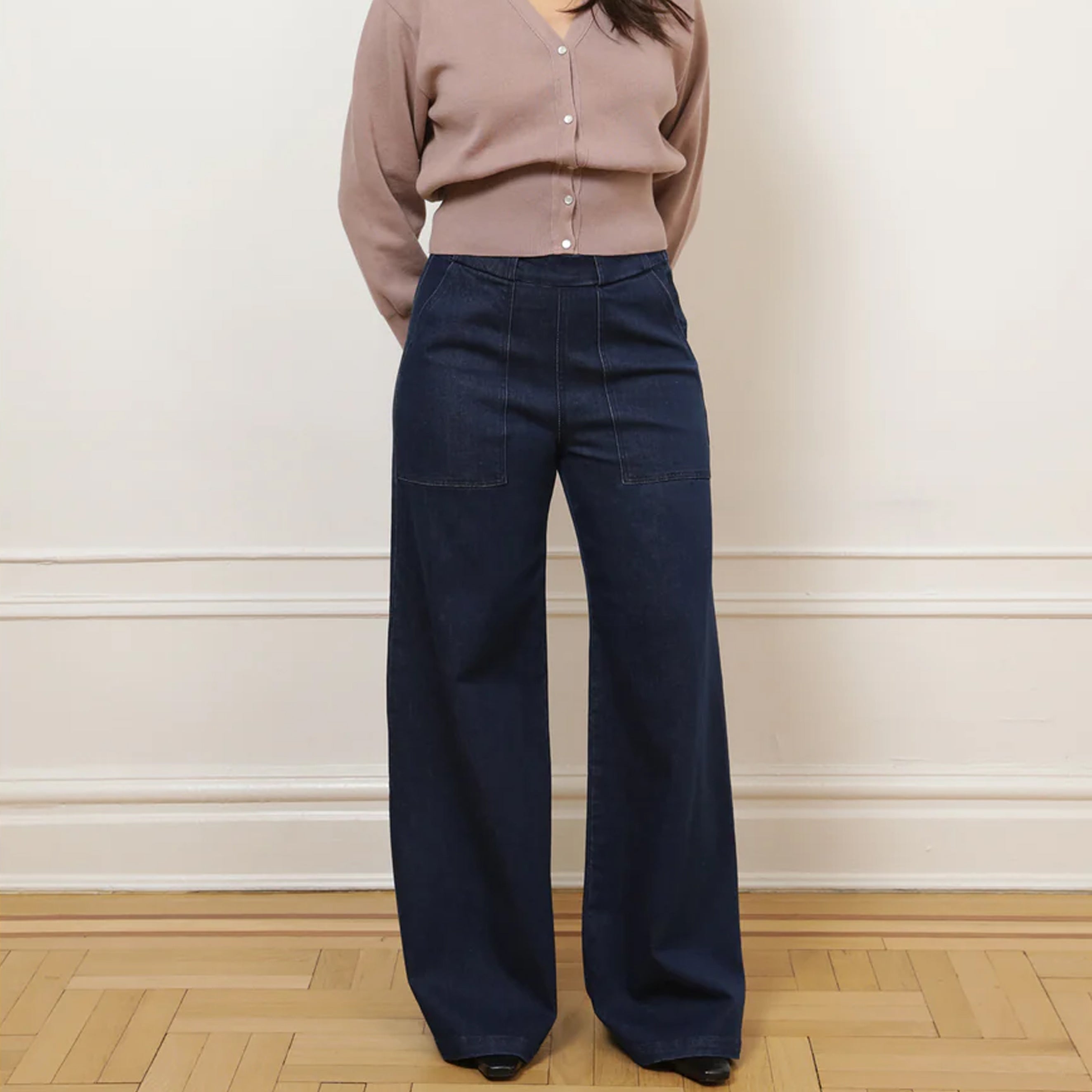 Long Sabrina Wide-Leg Jeans in New York Dark Wash