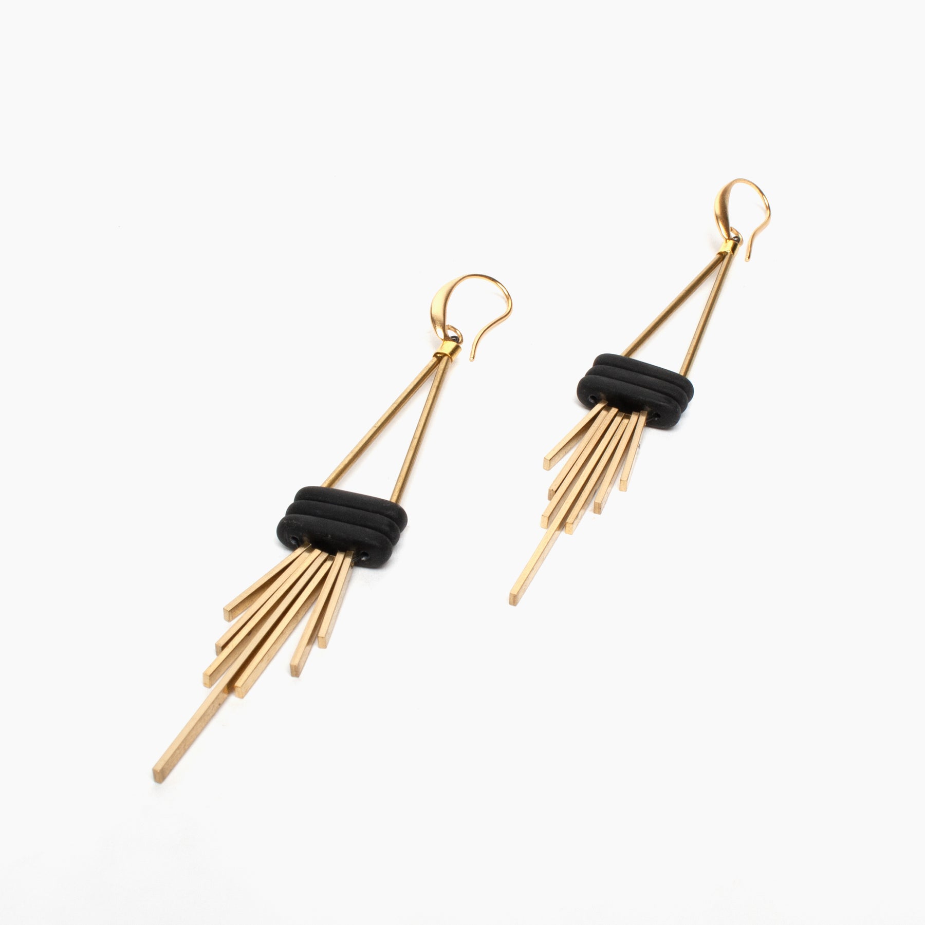 Matte Black Glass Geometric Earrings