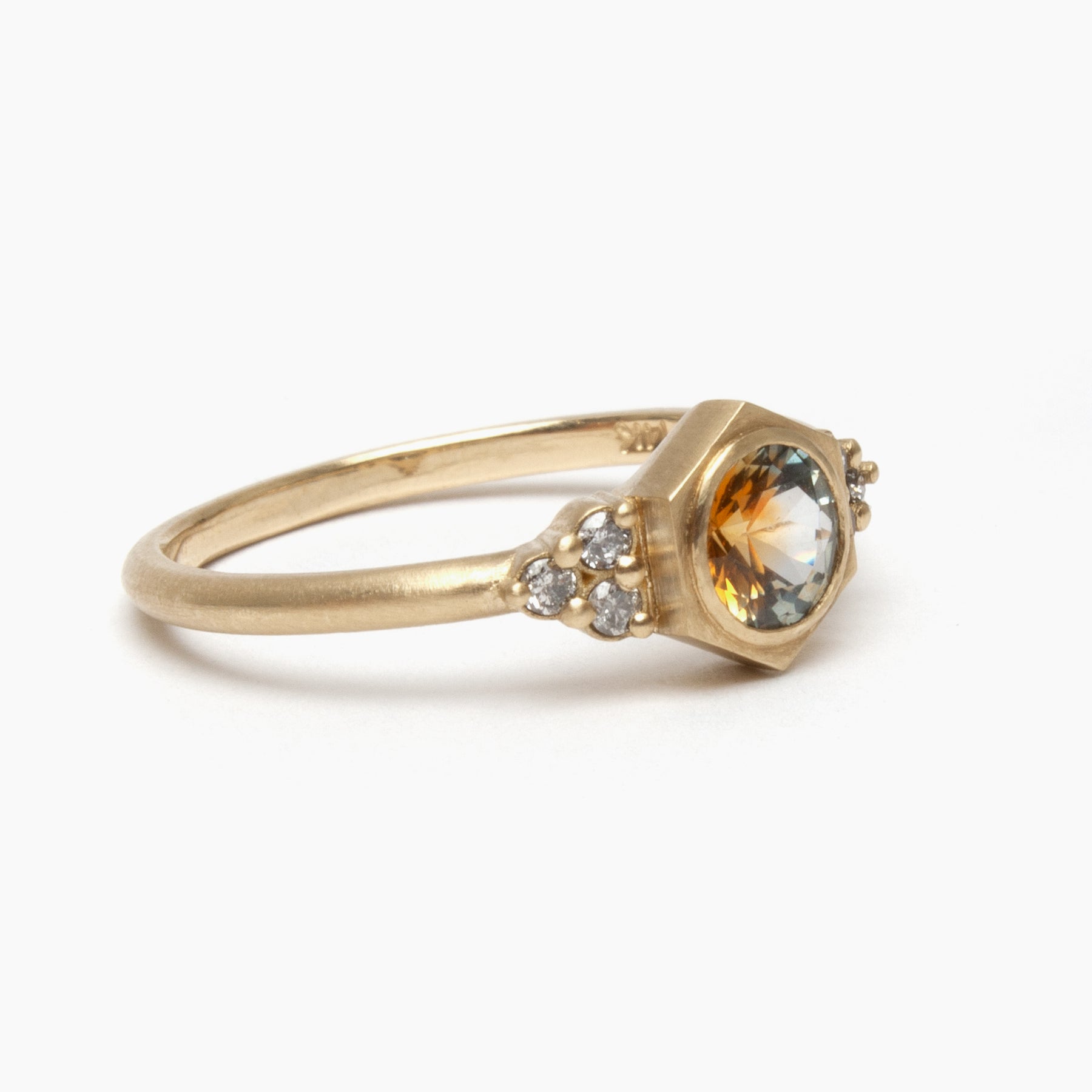 Sol ring - Kaleidoscope Sapphire/Salt & Pepper Diamonds