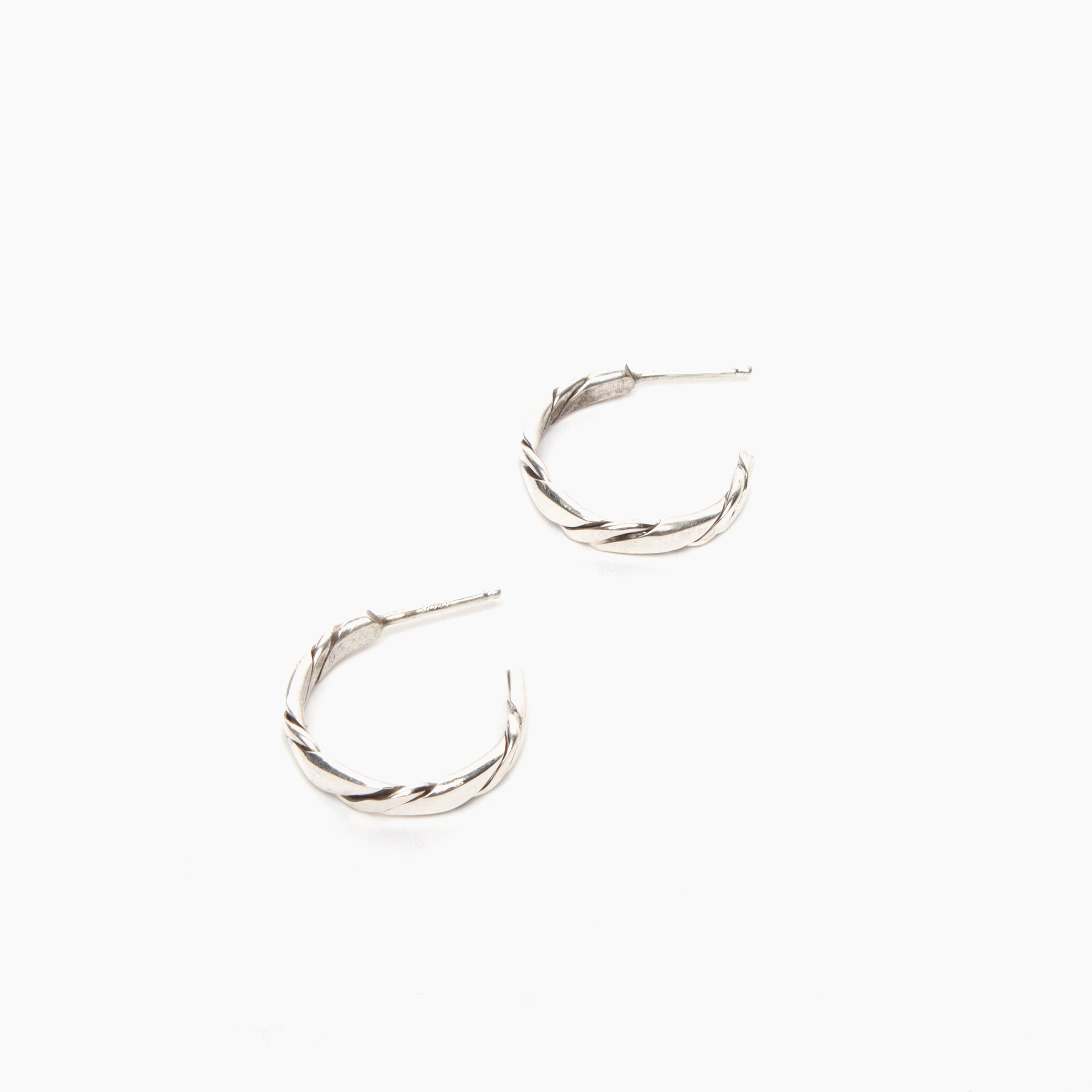 Small Twisted Sterling Silver Hoops