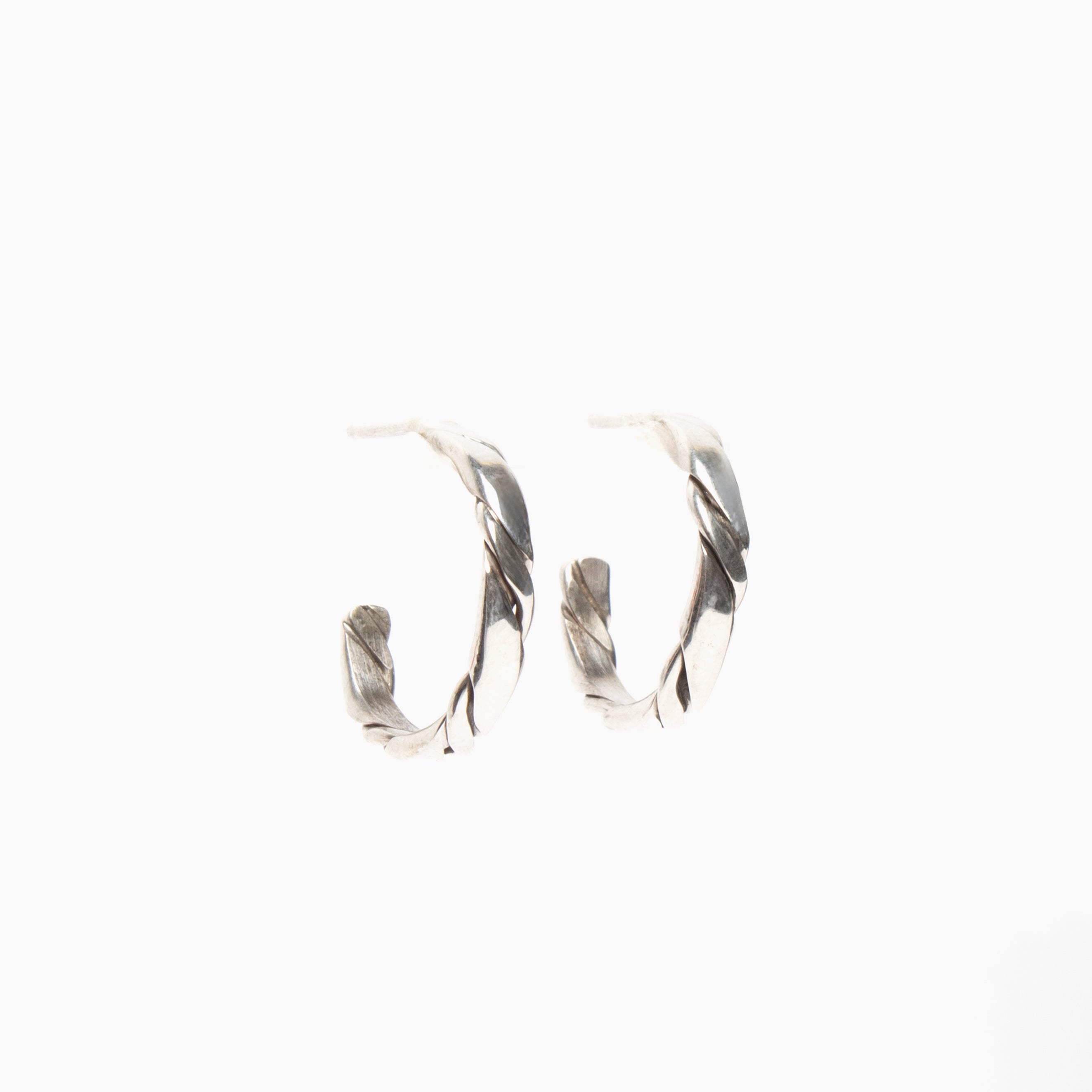 Small Twisted Sterling Silver Hoops