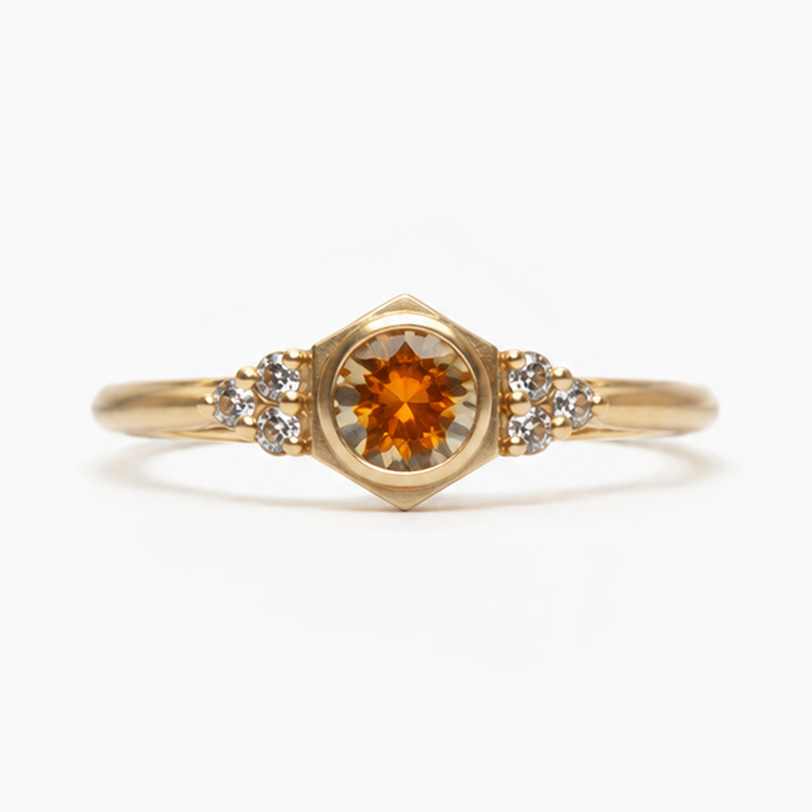 Sol ring - Kaleidoscope Sapphire/Salt & Pepper Diamonds