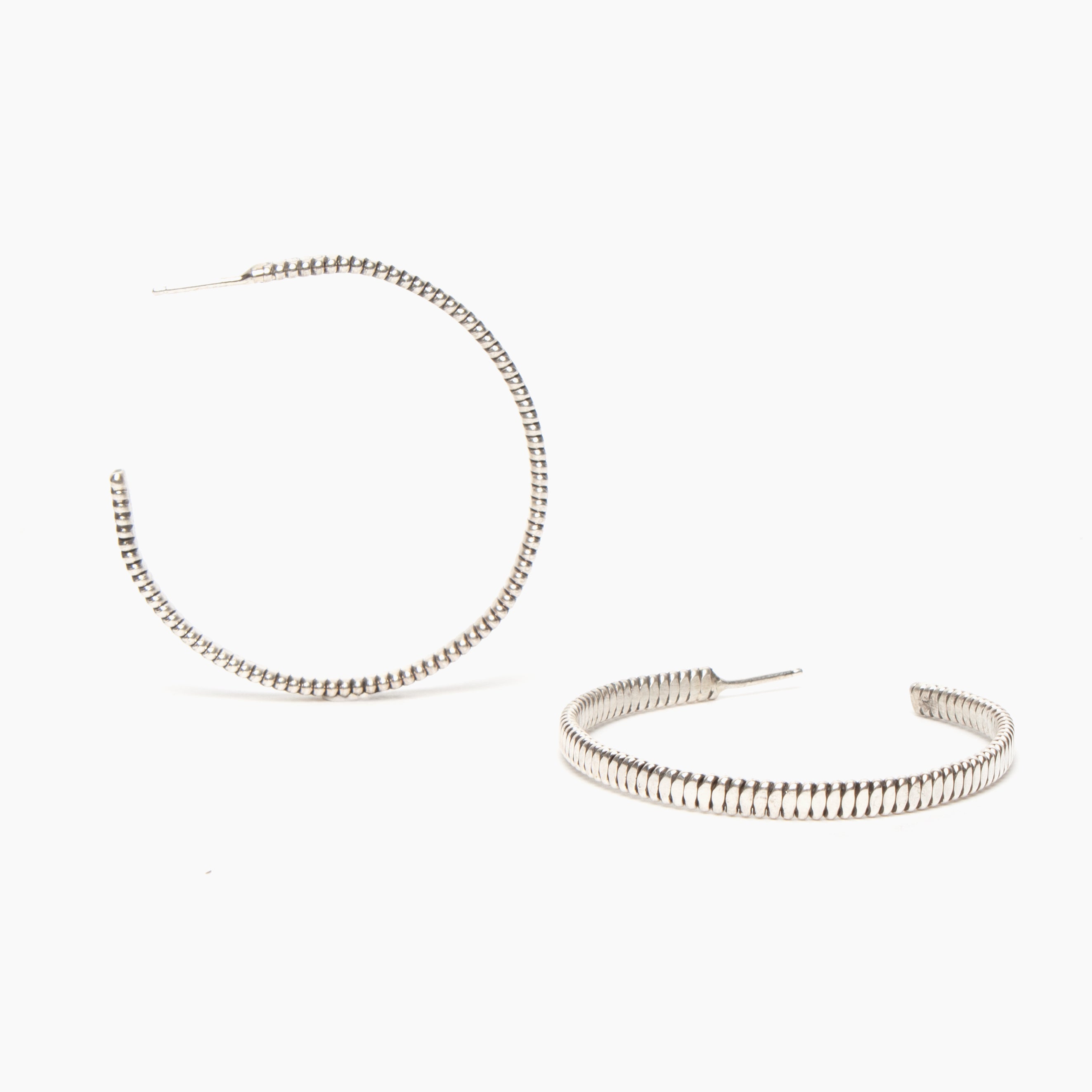 Sterling Silver Jagged Edge Hoop Earrings