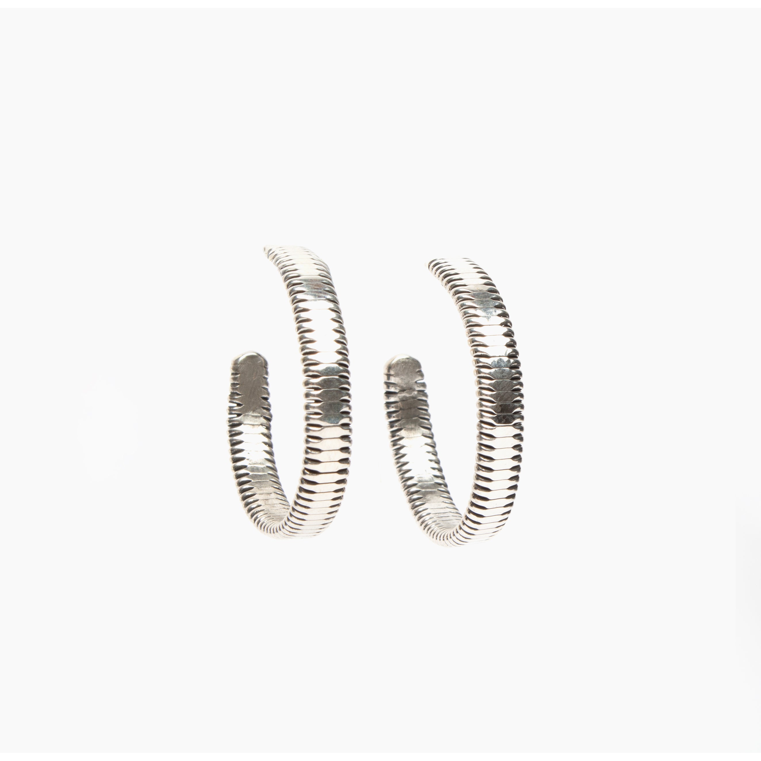 Sterling Silver Jagged Edge Hoop Earrings