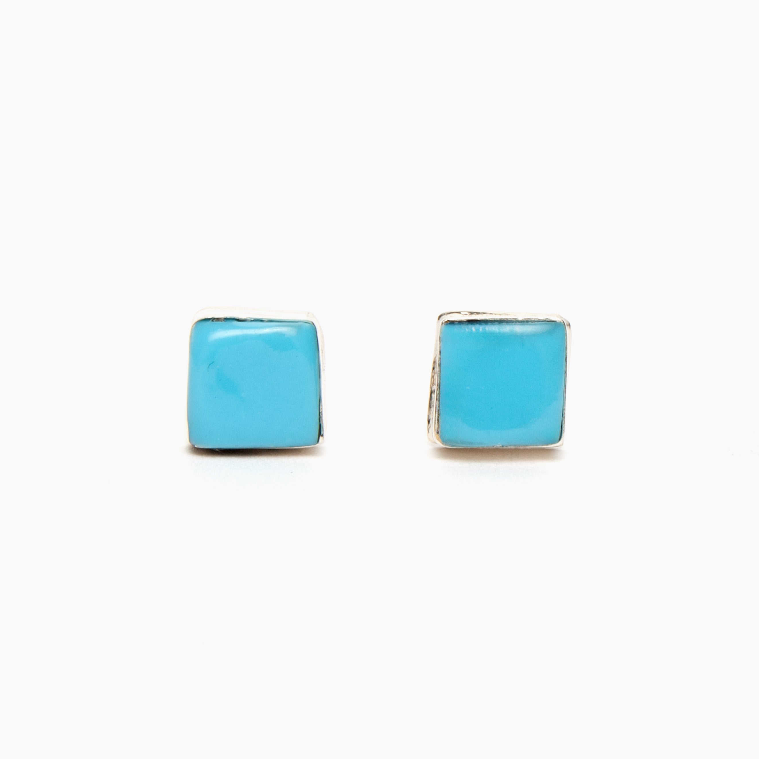 Tiny Square Turquoise Stud Earrings