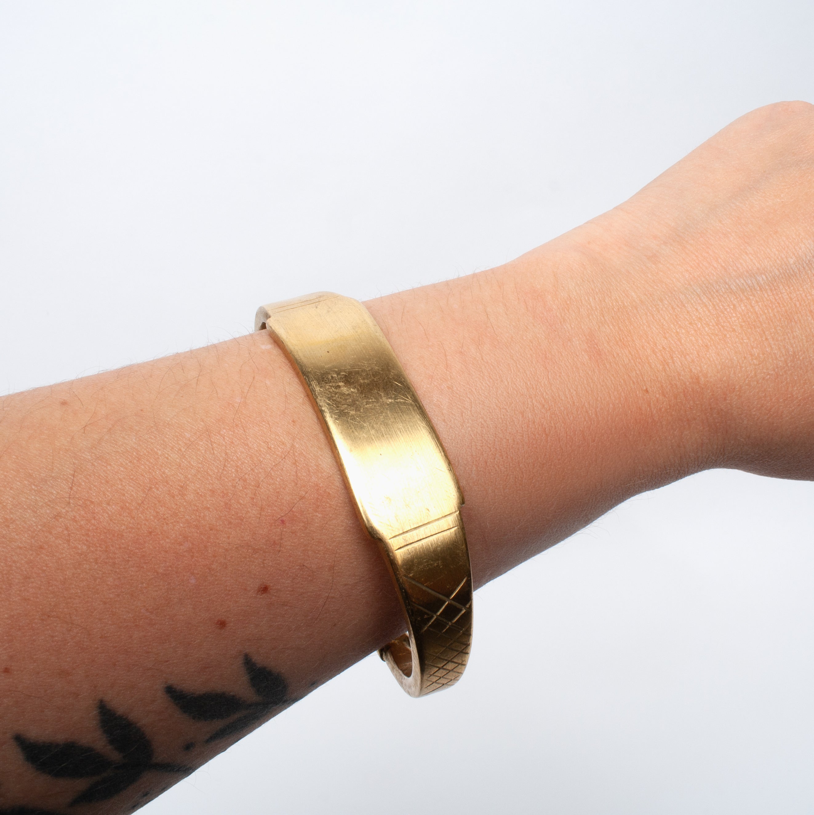 Wide "ID" Brass Cuff